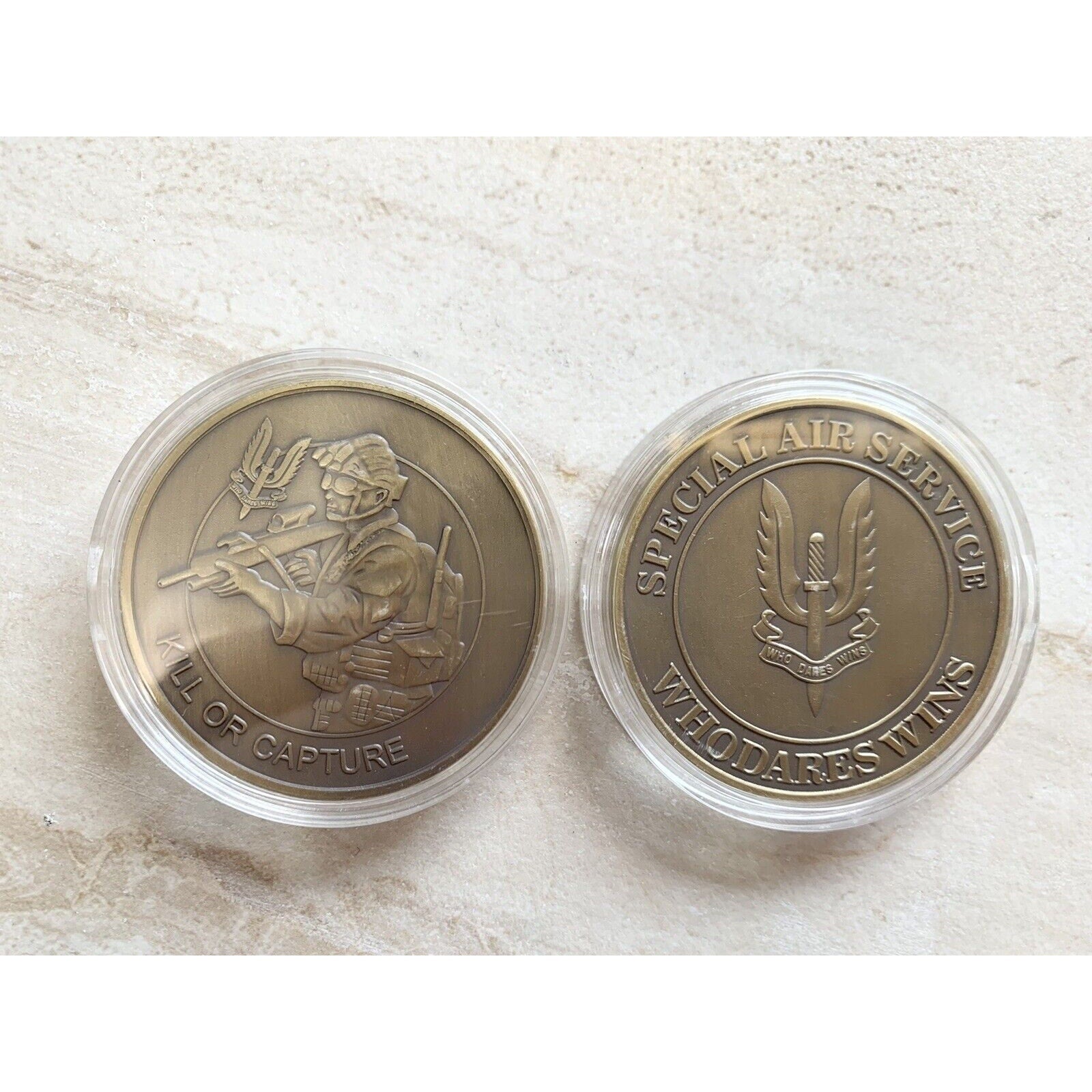 British Army UK Special Air Service WHO DARE WINS Kill or Capture Challenge Coin