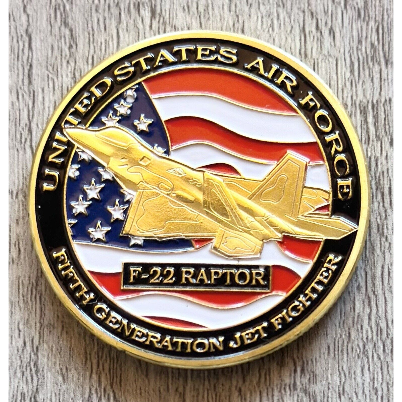 U S AIR FORCE F-22 RAPTOR Challenge Coin with case