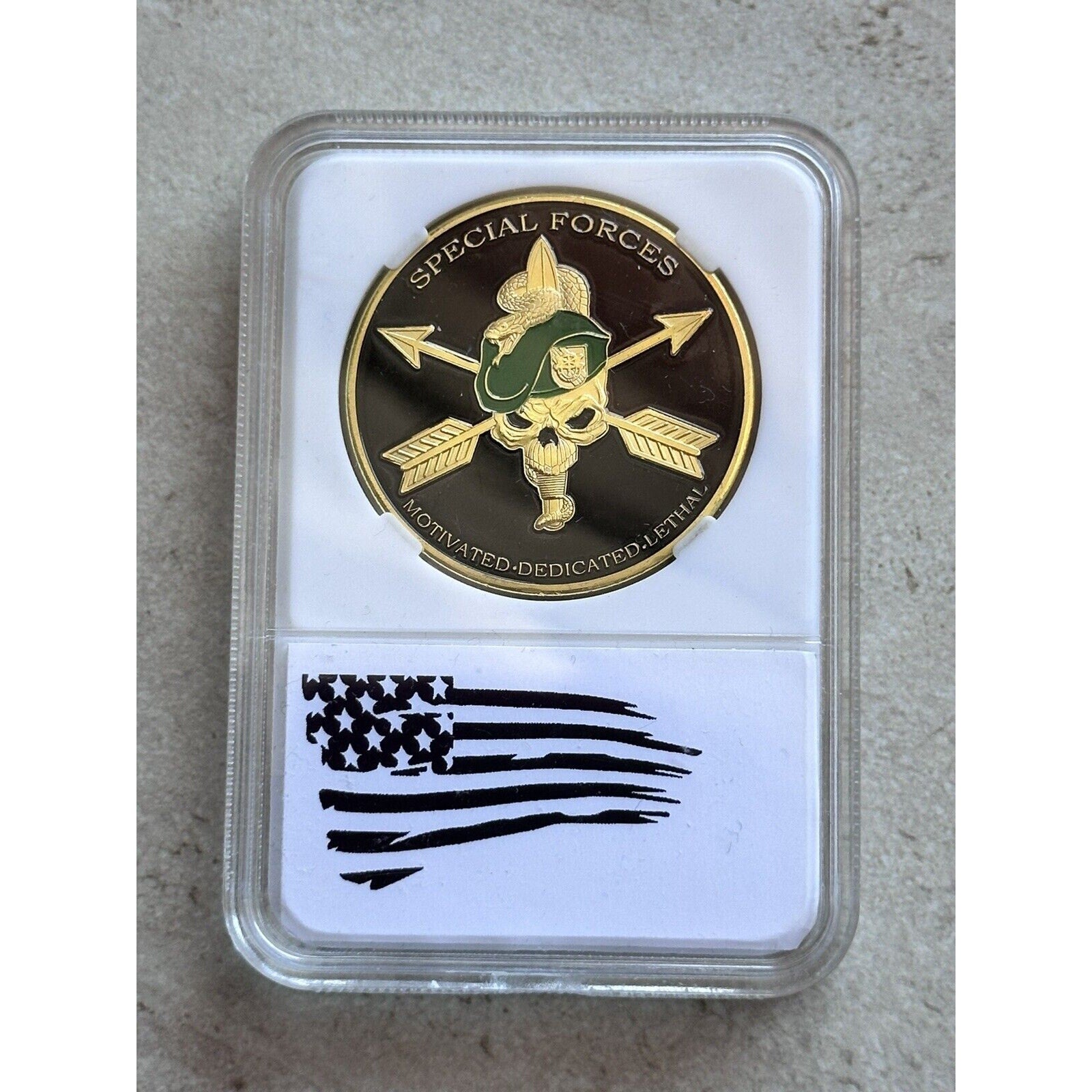 U S ARMY Special Forces Challenge Coin w/ Presentation Box