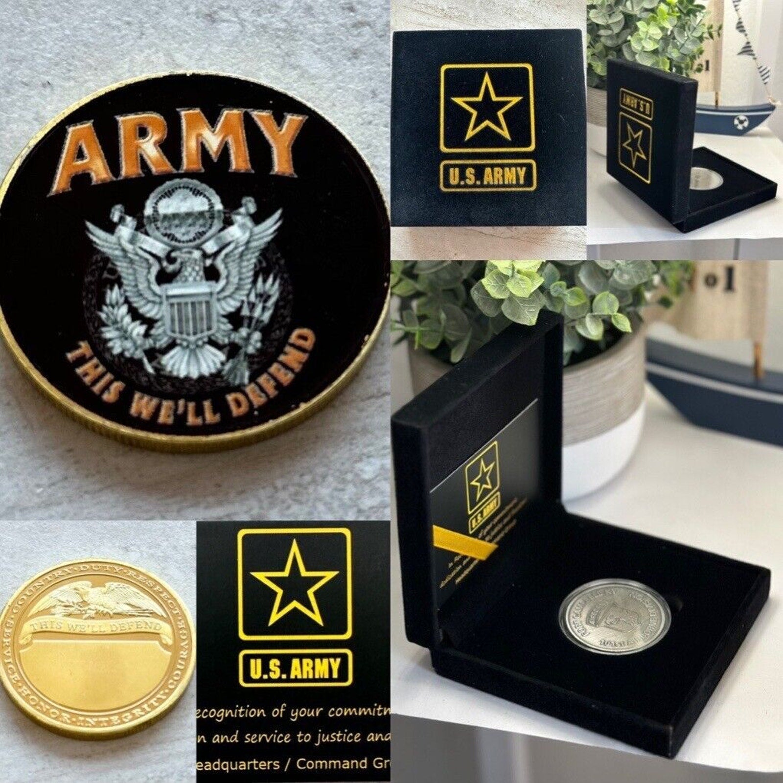 US ARMY "THIS WE'LL DEFEND " Challenge Coin With Special Army Velvet Case