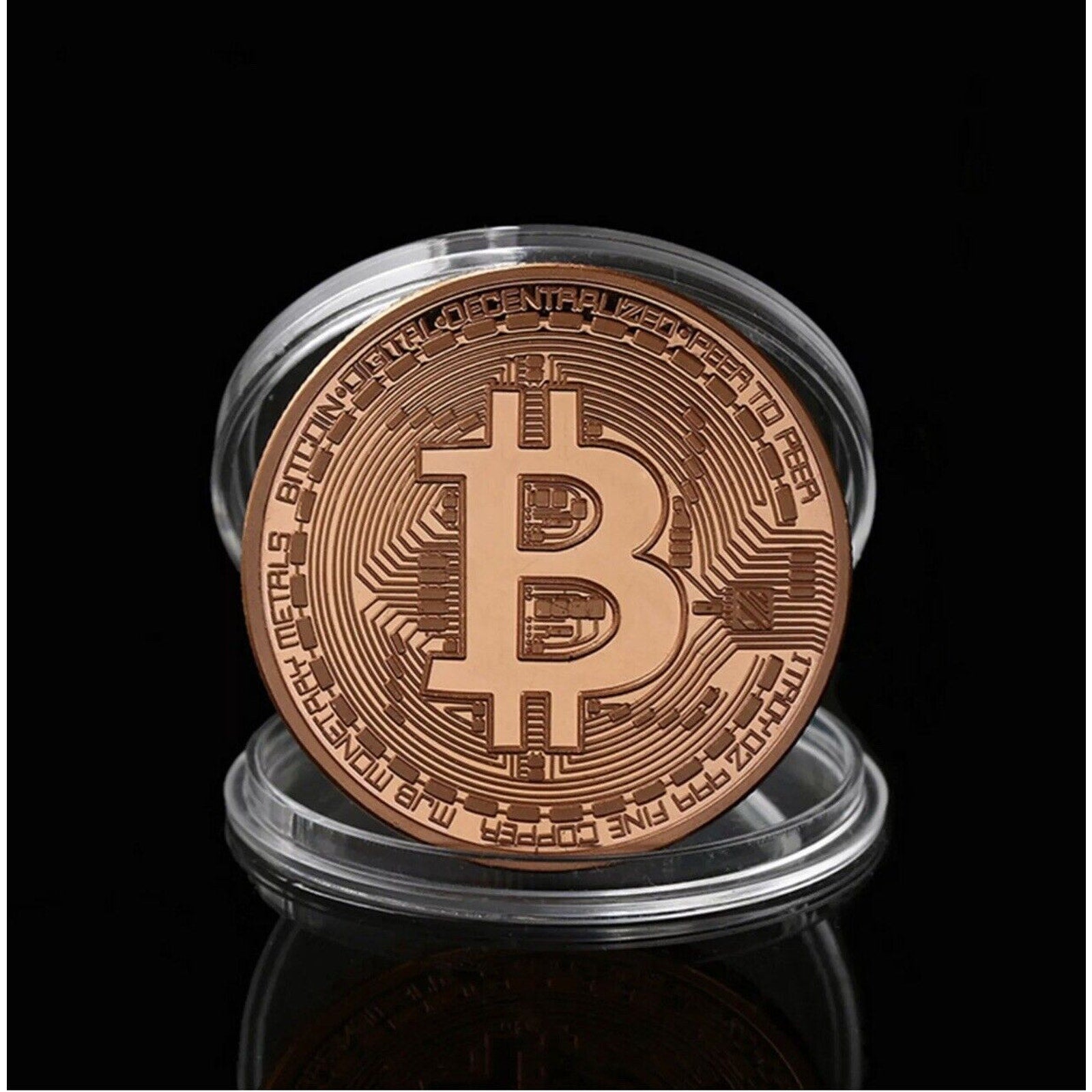 Copper Bitcoin Coin Bit Commemorative Blockchain BTC Collectors Gold Plated New