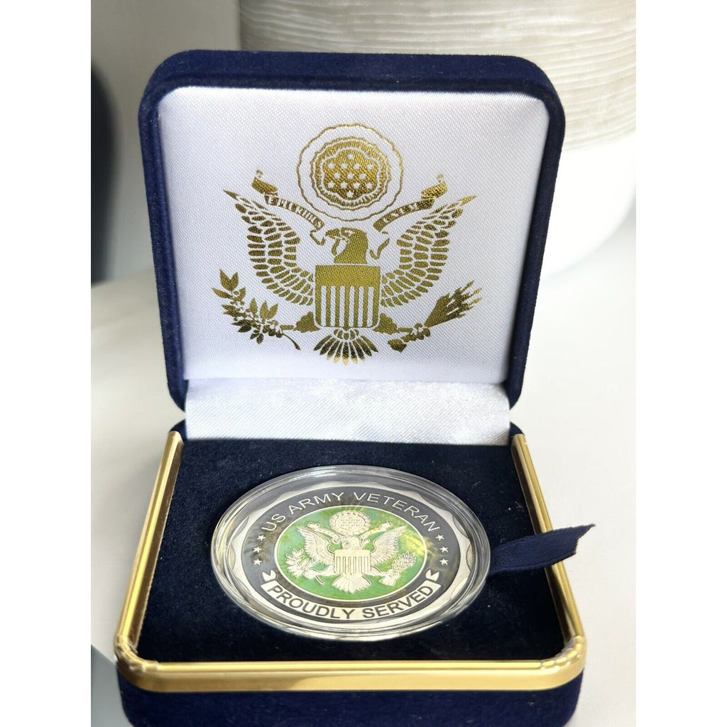 U.S. Army Veteran Challenge Coin With Gift Velvet Case