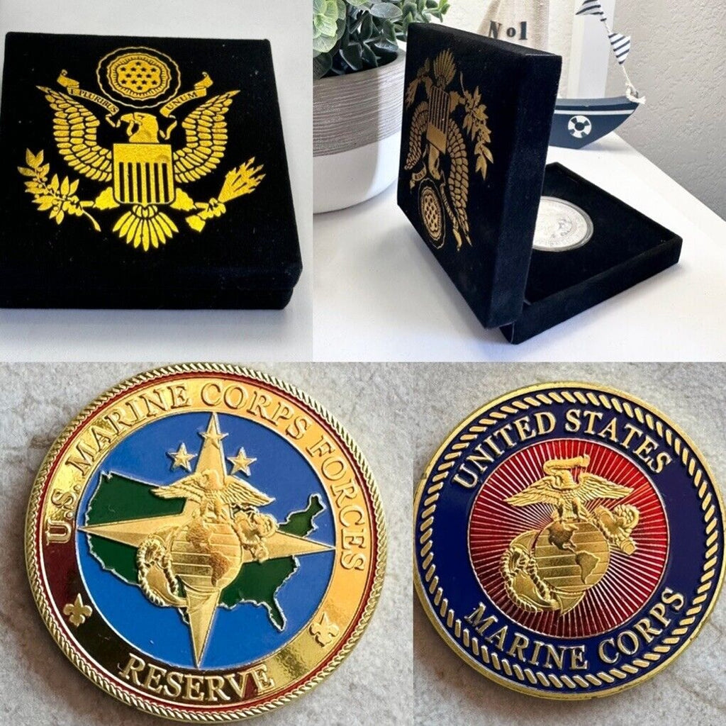 US MARINE CORPS RESERVE Challenge Coin with velvet case