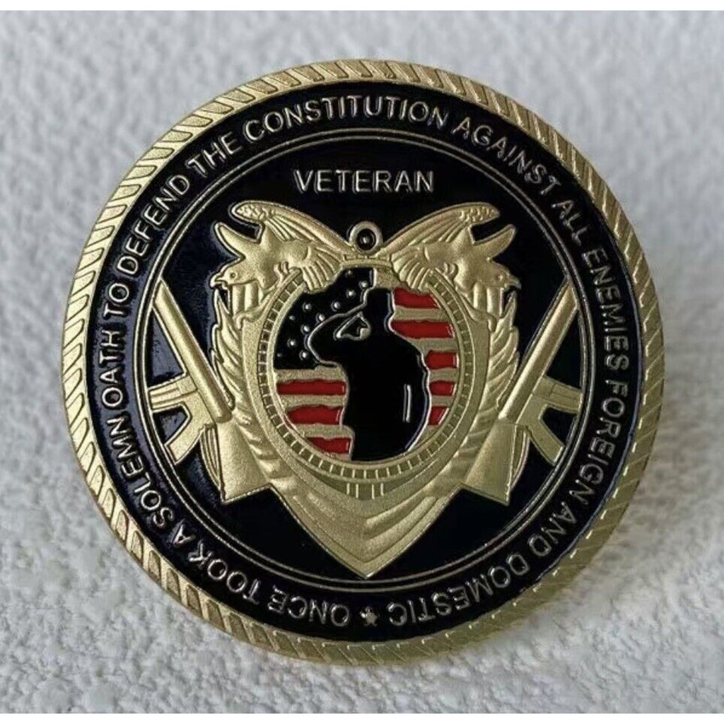 United States Military Veteran Challenge Coin Army Soldiers' Oath w/ velvet case