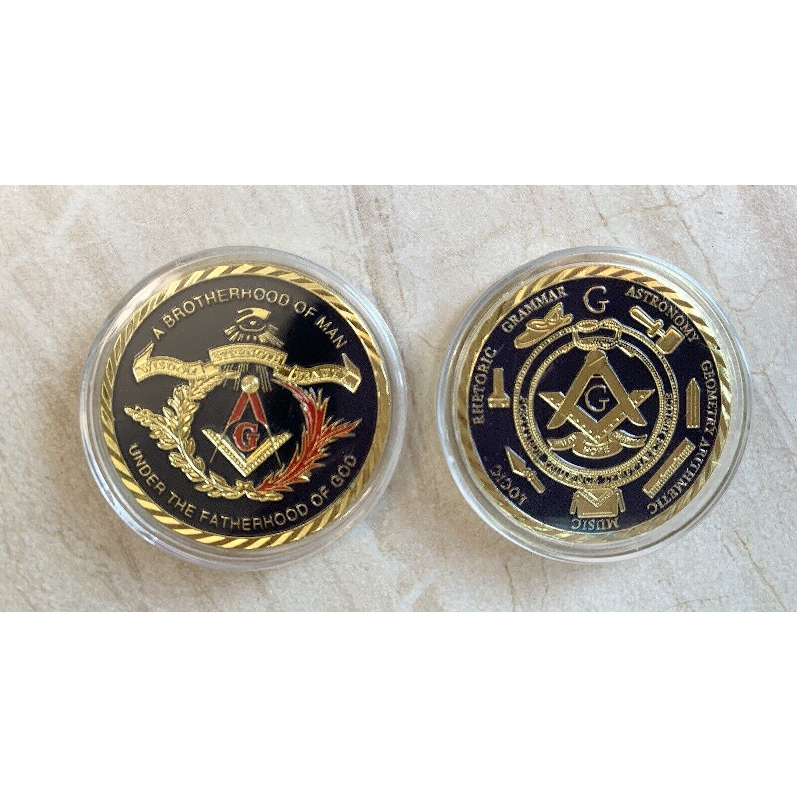 * Freemason Challenge Coin “Brotherhood Of Man Fatherhood Of God” Awesome Coin