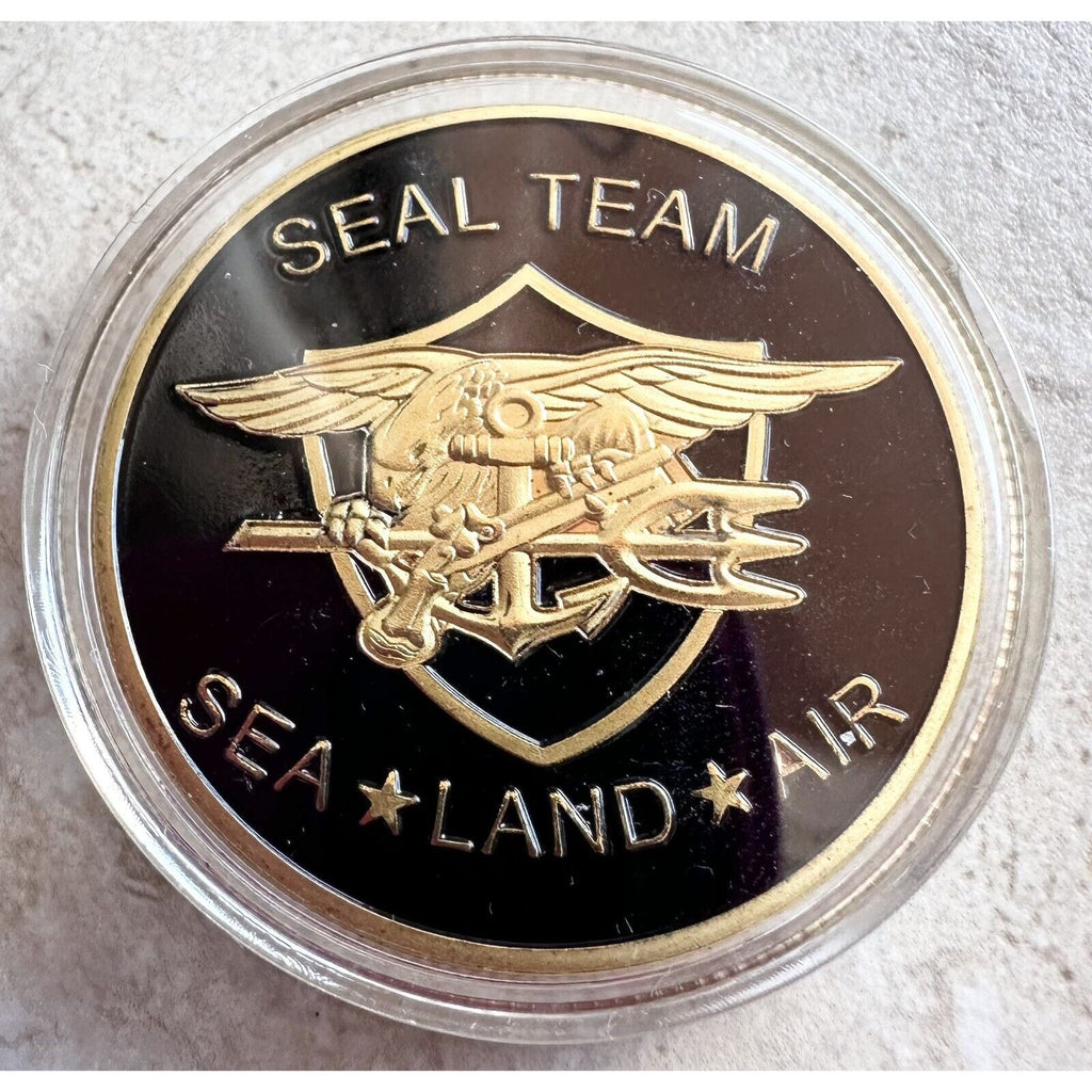 US Navy Seal Team SEA LAND AIR Military Challenge Coin With Special Velvet Case