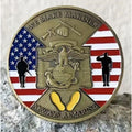 Always a Marine challenge coin Semper Fi yellow foot print Parris Island