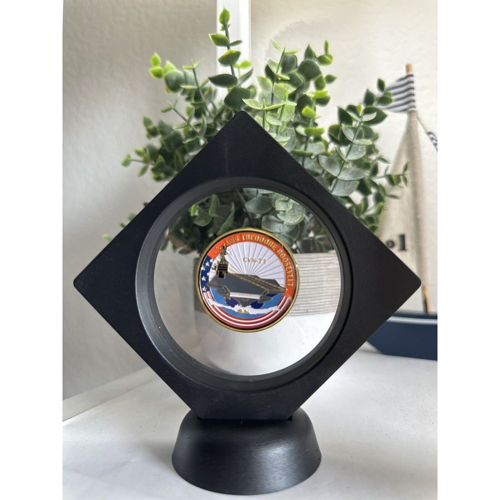 US NAVY - USS THEODORE ROOSEVELT - CVN-71 Challenge Coin With 3D Display Case