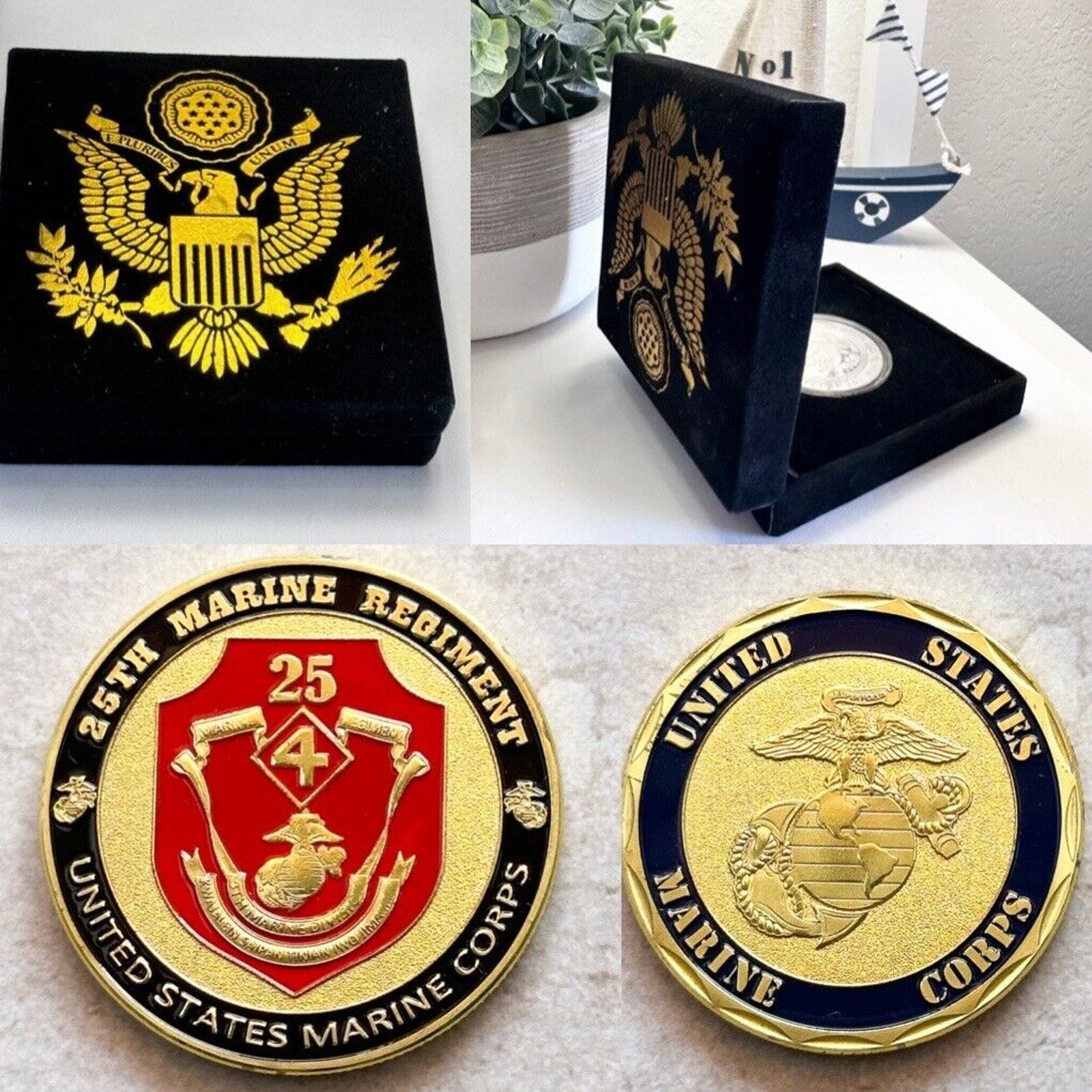 US MARINE CORPS - 25th MARINE REGIMENT Challenge Coin With Special Velvet Case