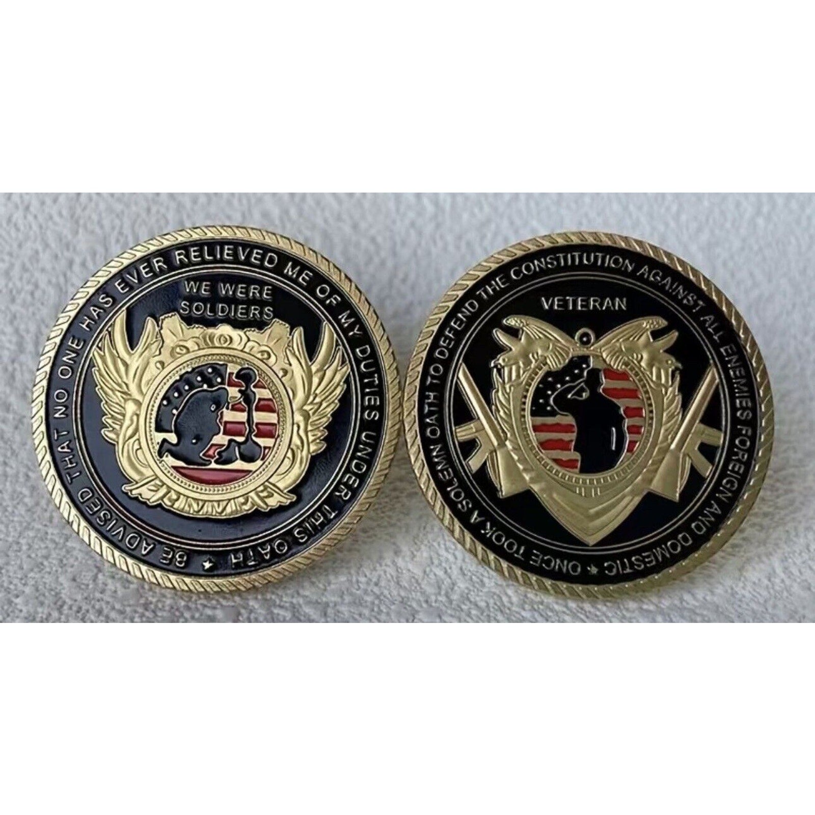 United States Military Veteran Challenge Coin Army Soldiers' Oath w/ velvet case
