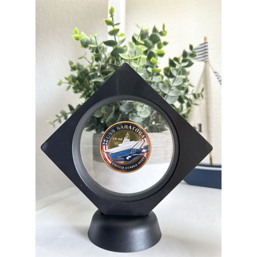 US NAVY - USS SARATOGA - CV-60 - Challenge Coin With 3D Display Case