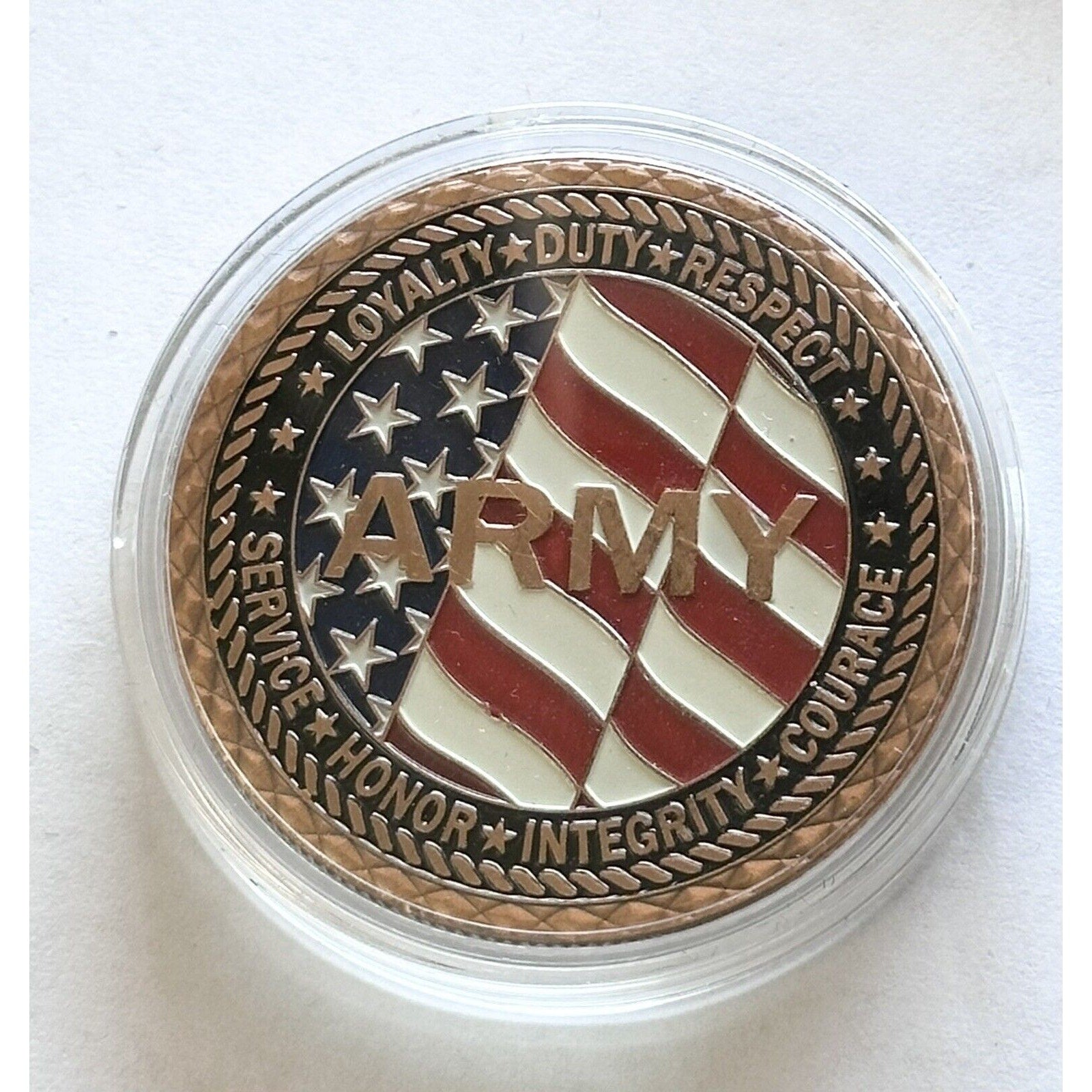 US Army Veteran Challenge Coin Copper with Velvet Presentation Case