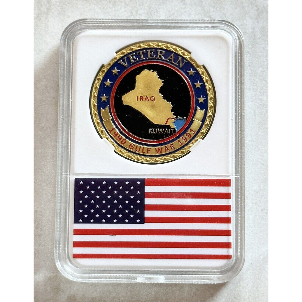 IRAQ WAR VETERAN 1990 Gulf War 1991 MILITARY CHALLENGE COIN With Case