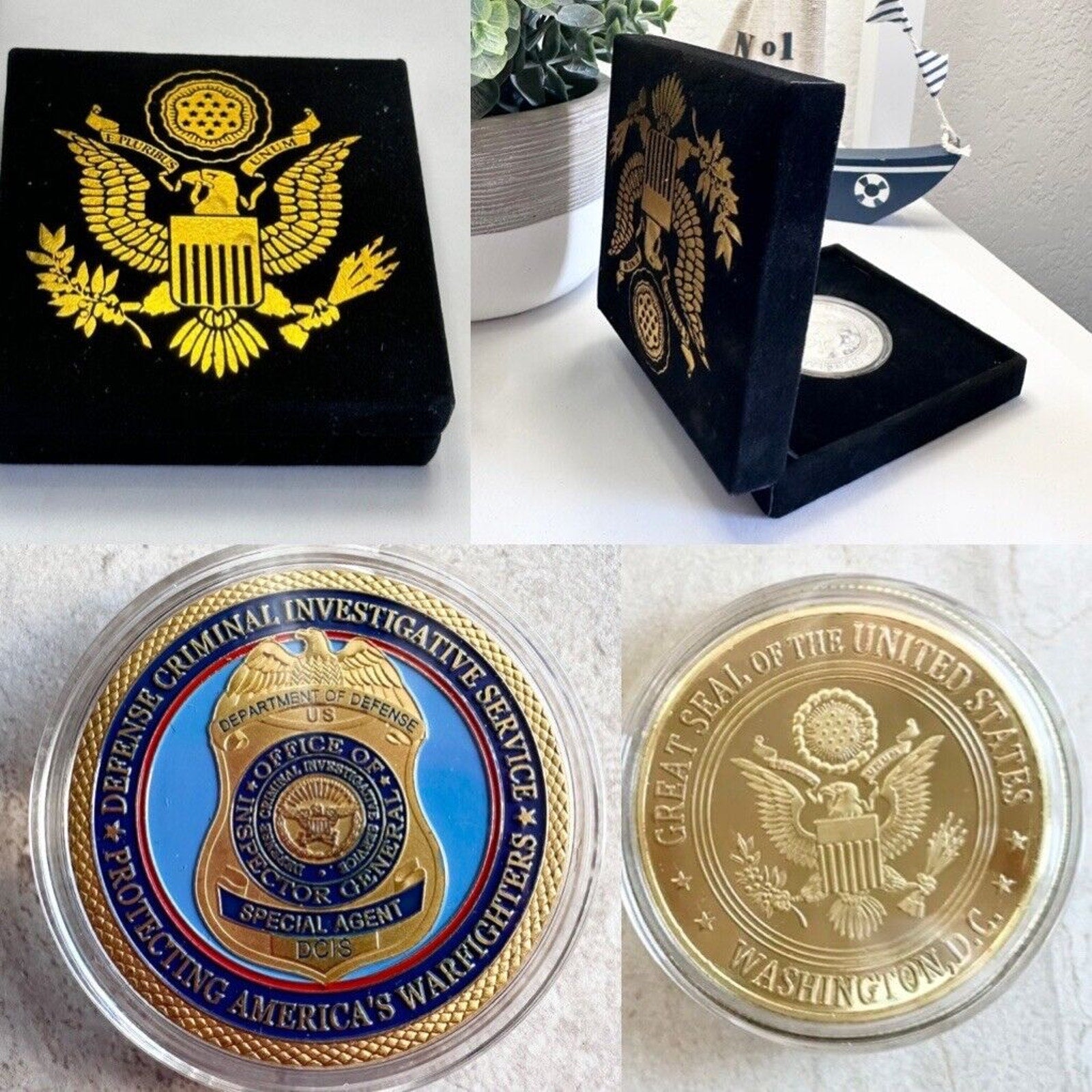 Defense Criminal Investigative Service Challenge Coin with special velvet case
