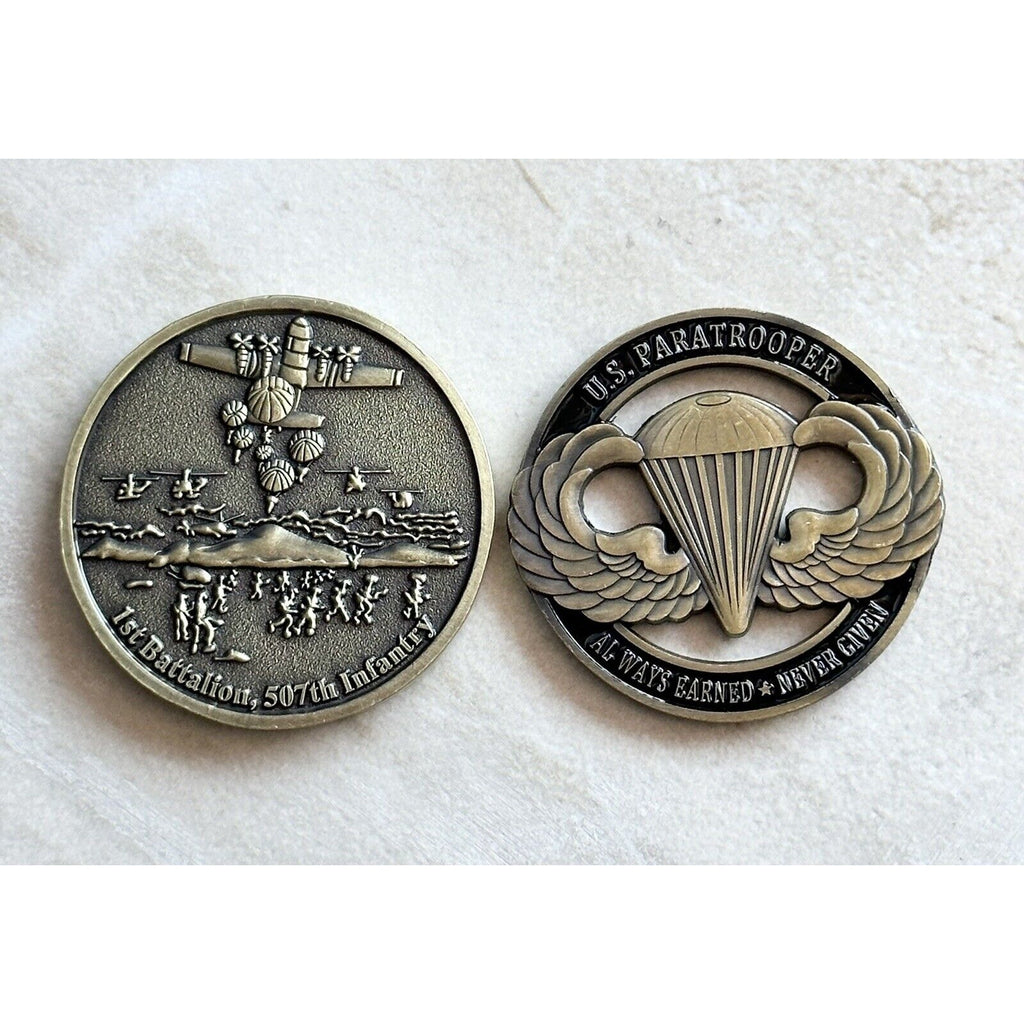 Lot AIRBORNE School Fort Benning GA And Paratrooper Airborne Challenge COIN NEW