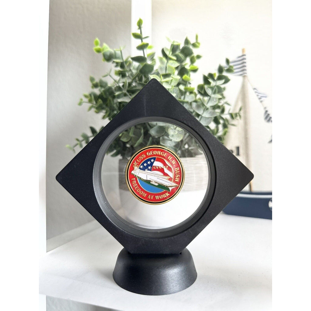 Us Navy Uss George H.W. Bush Cvn-77 Challenge Coin With 3D Display Case