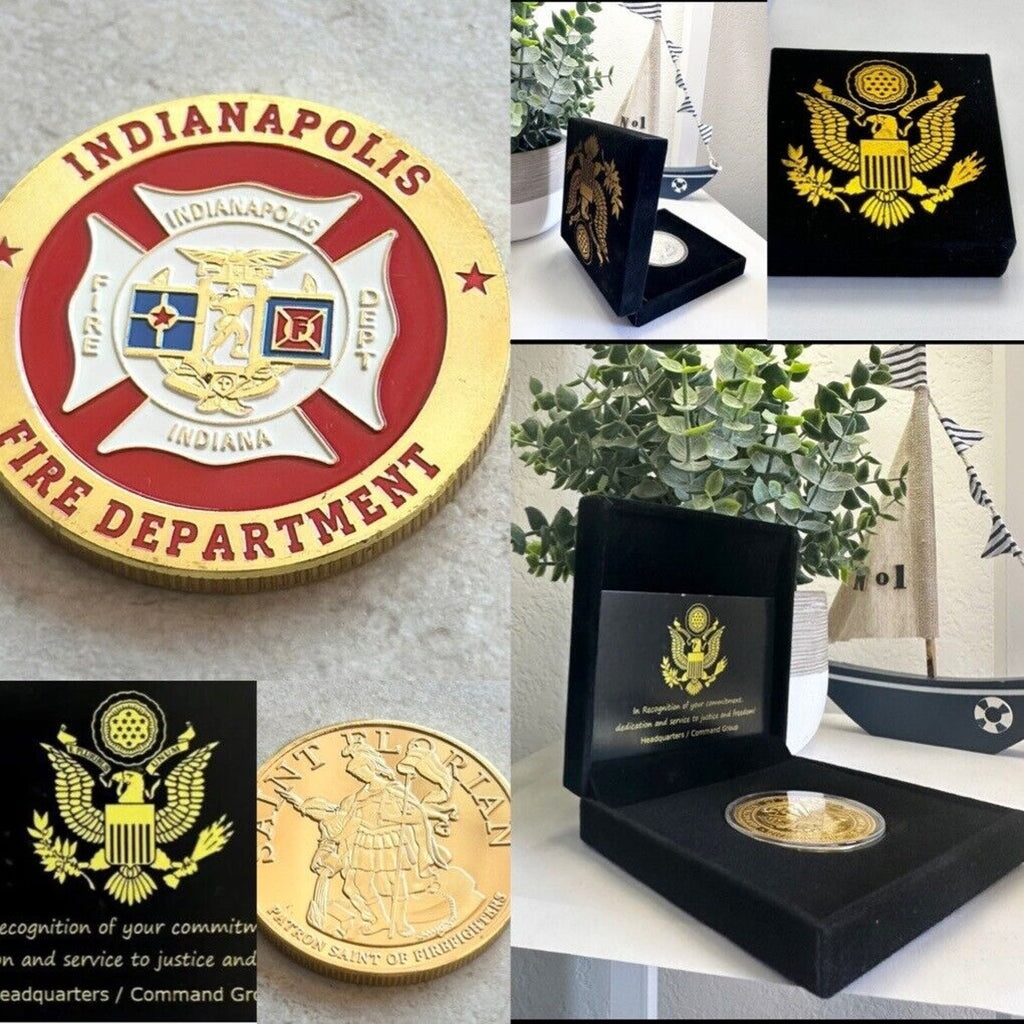 INDIANAPOLIS FIRE DEPT. Challenge Coin With Special Velvet Case