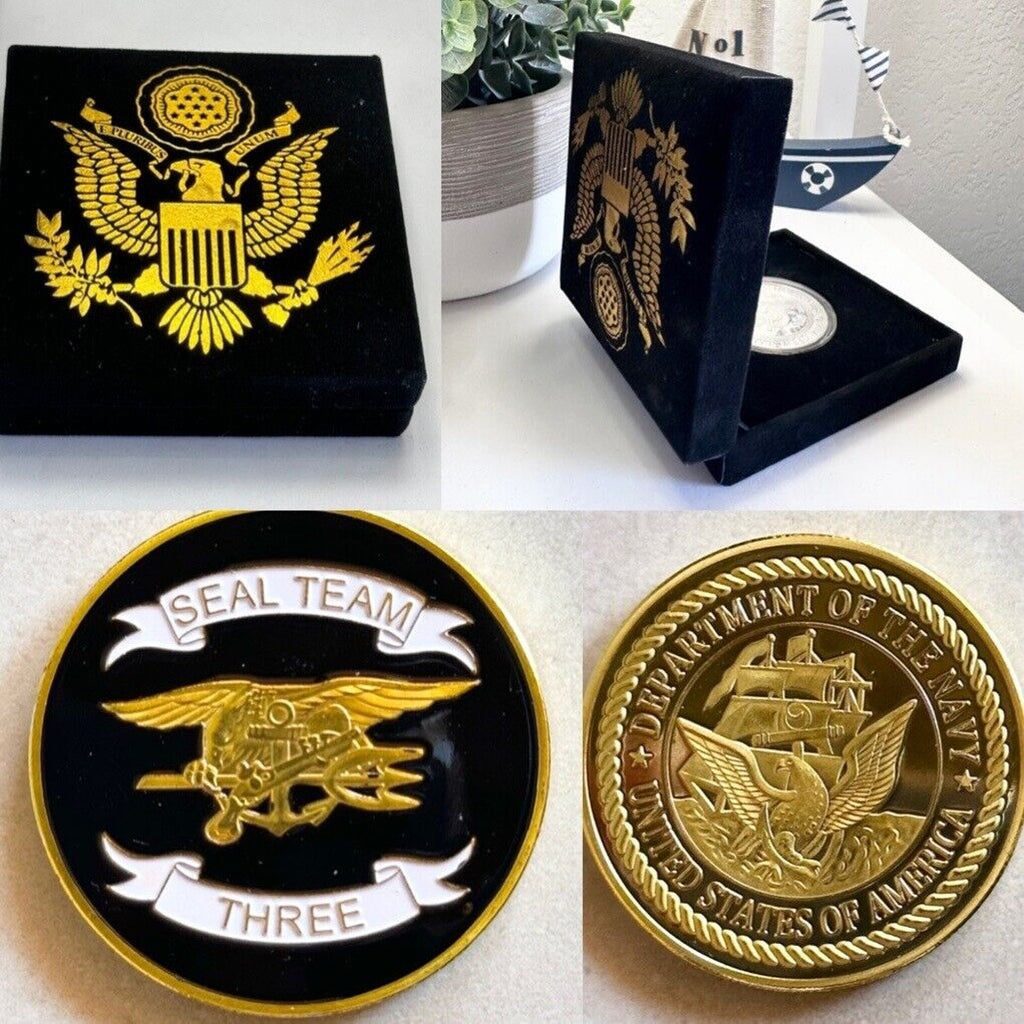 US NAVY SEAL TEAM THREE Challenge Coin Come With Velvet Case