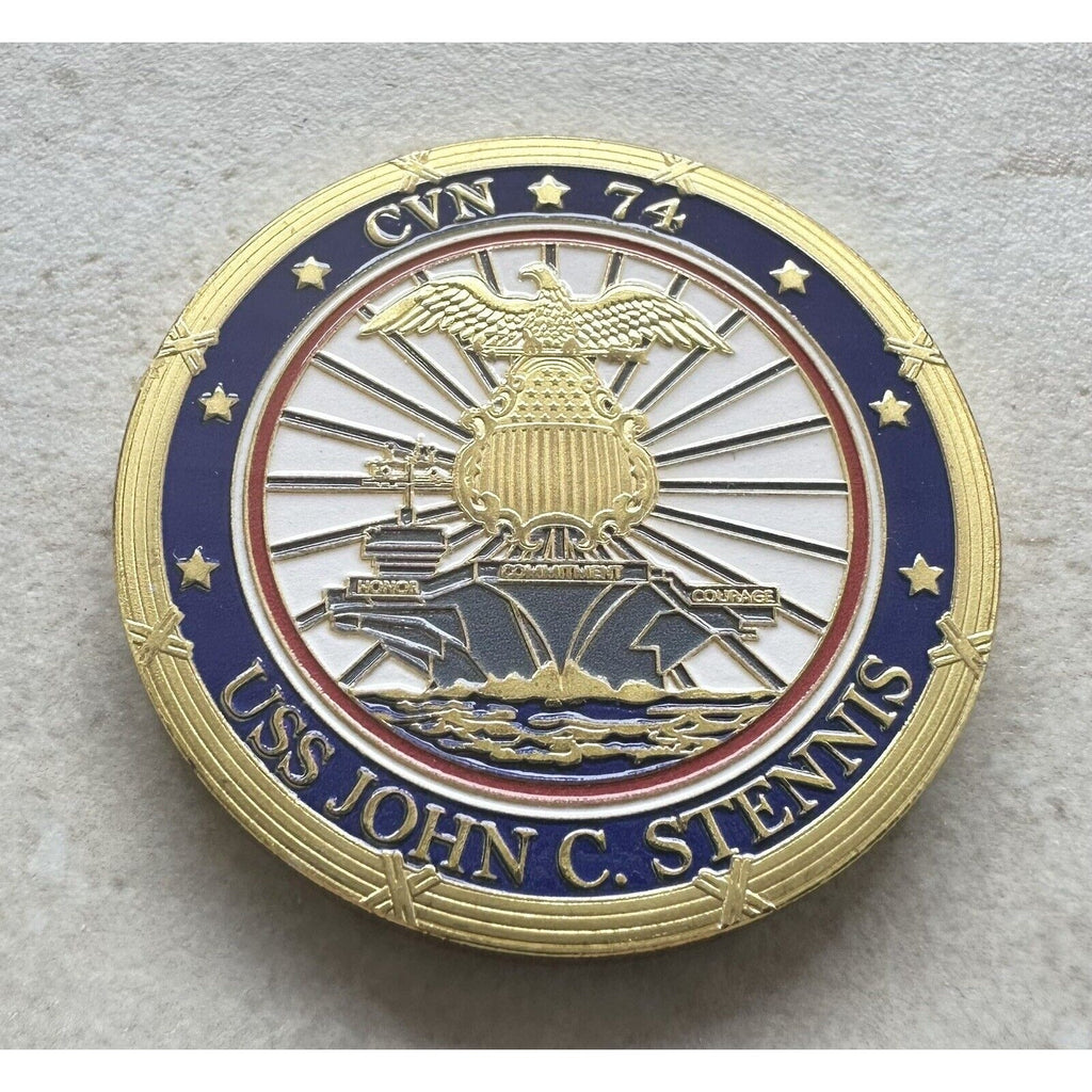 Us Navy Uss John C. Stennis Cvn-74 Challenge Coin With 3D Display Case