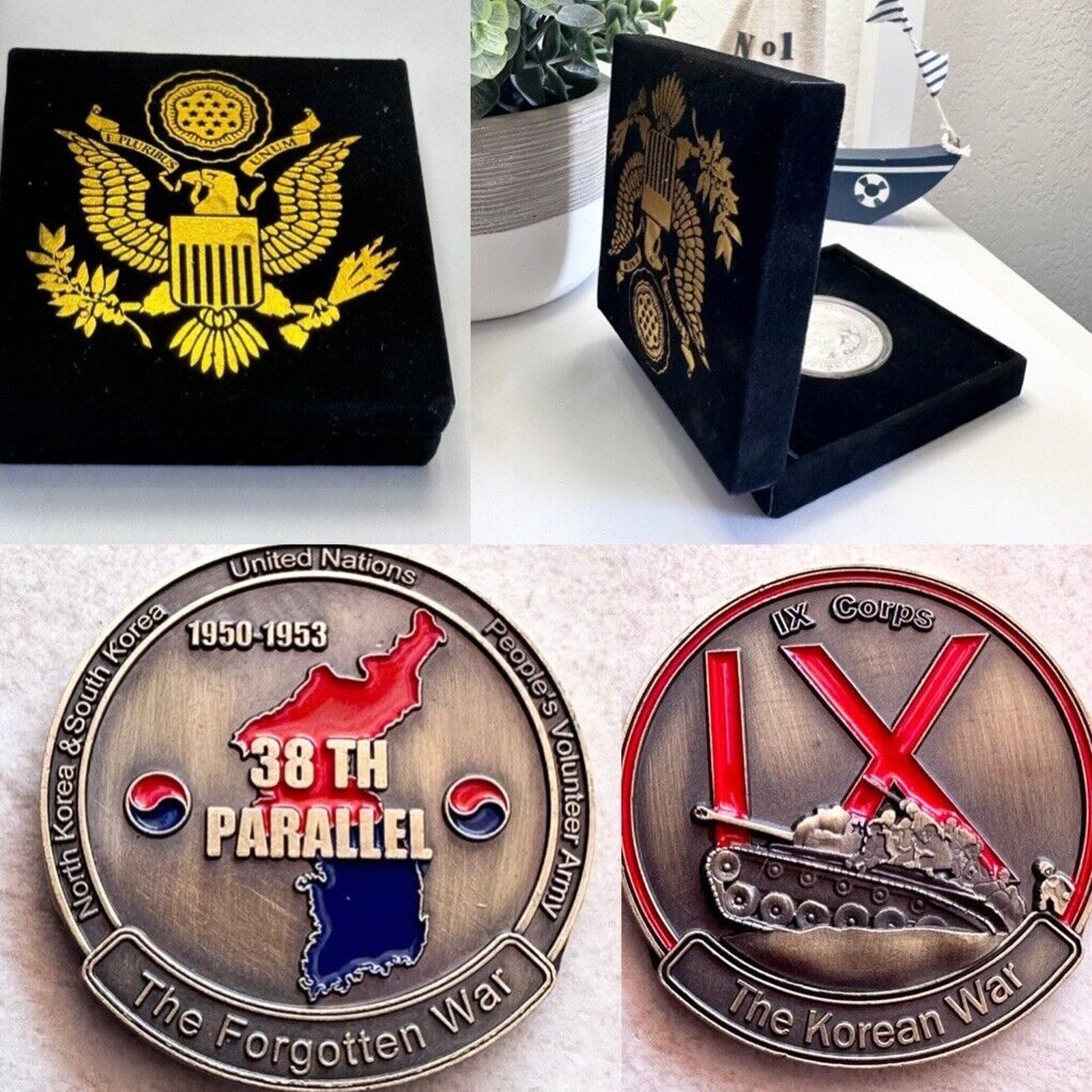 Army 38th Parallel Korea Korean War The Forgotten War Challenge Coin W/ Case