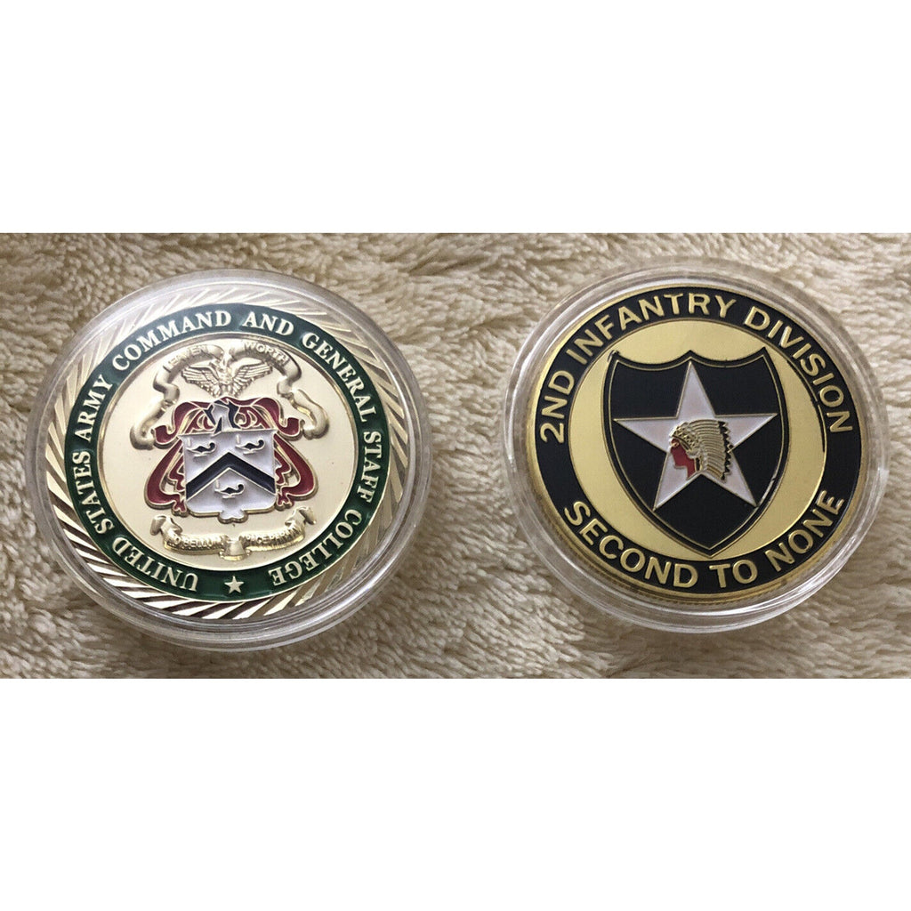 Command & General Staff College & 2nd Infantry Div Lot of 2 Challange coins USA!