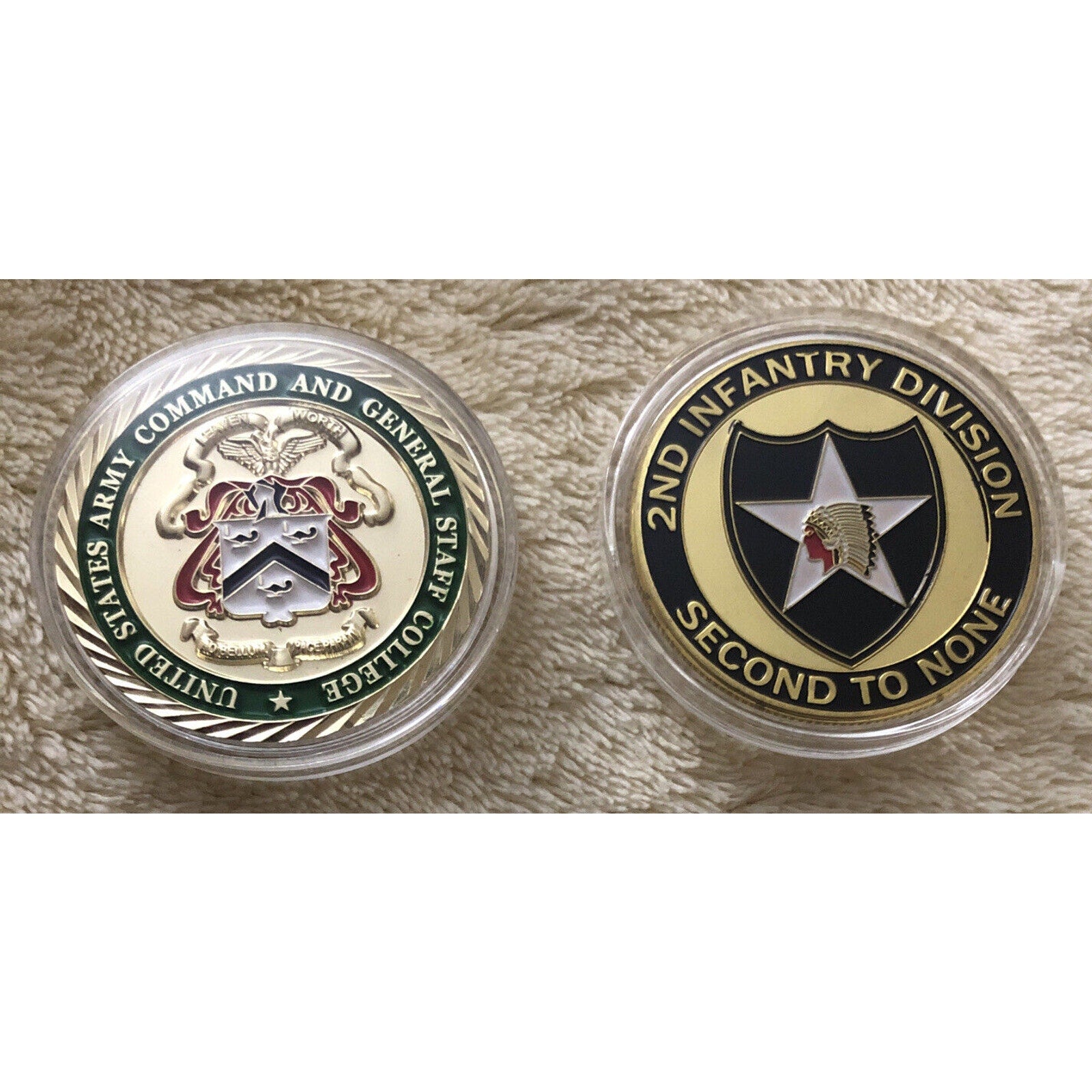 Command & General Staff College & 2nd Infantry Div Lot of 2 Challange coins USA!
