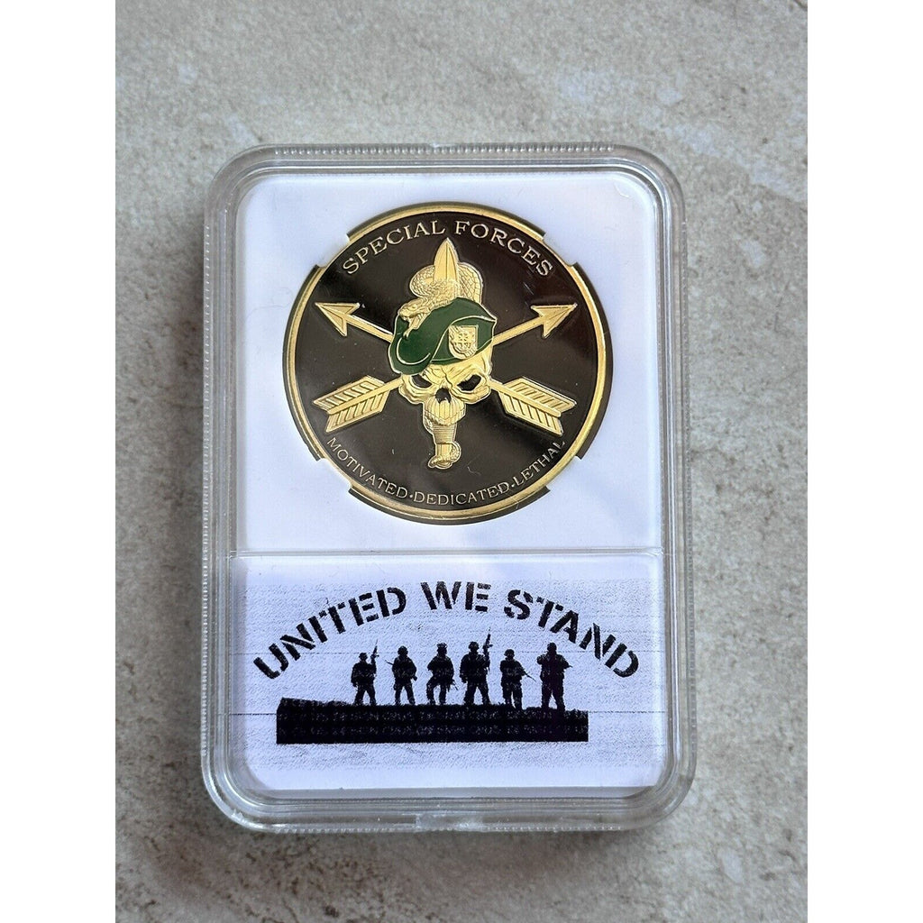 U S ARMY Special Forces Challenge Coin With Case United We Stand