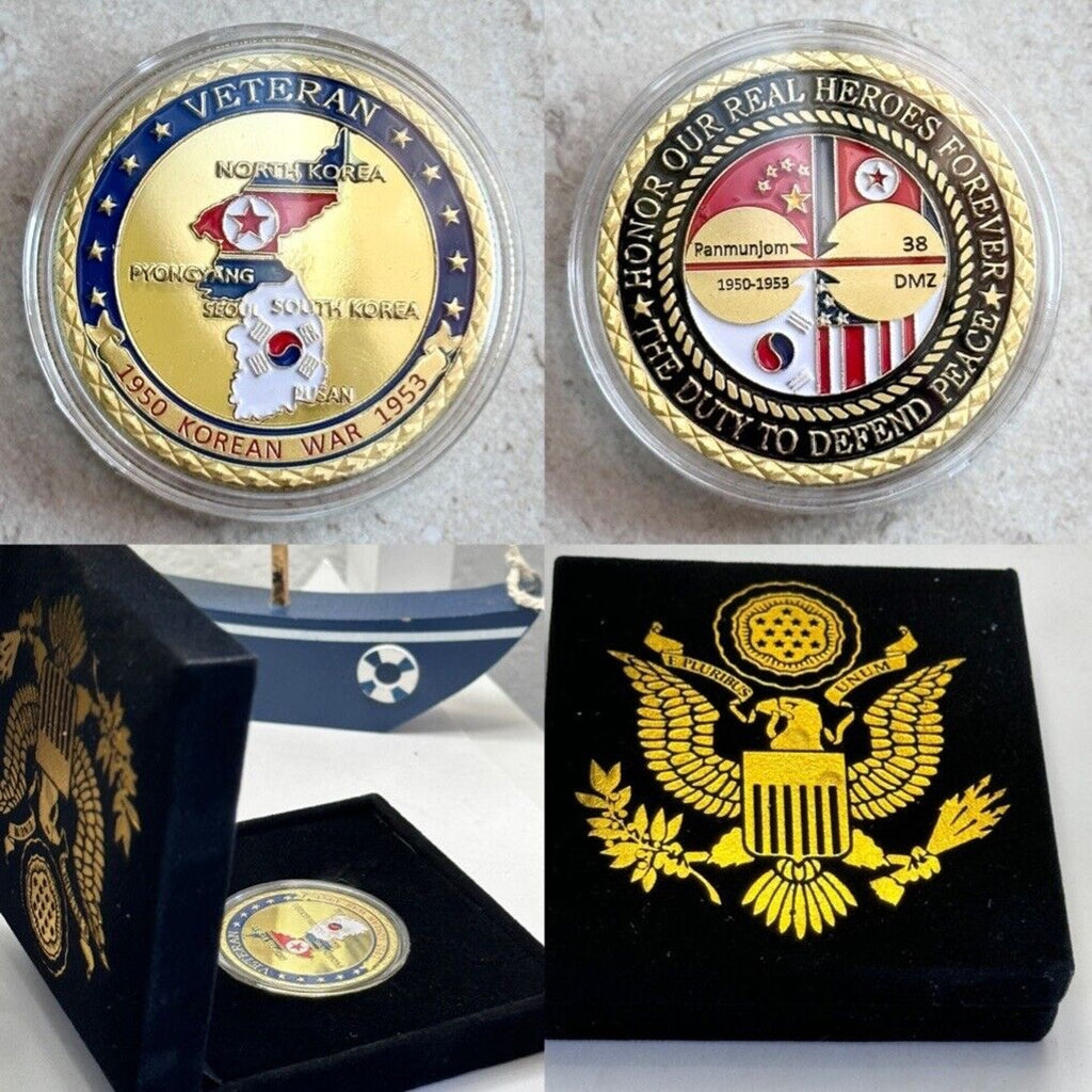 Korean War Military Army Veteran Forever Proud Challenge Coin With Case