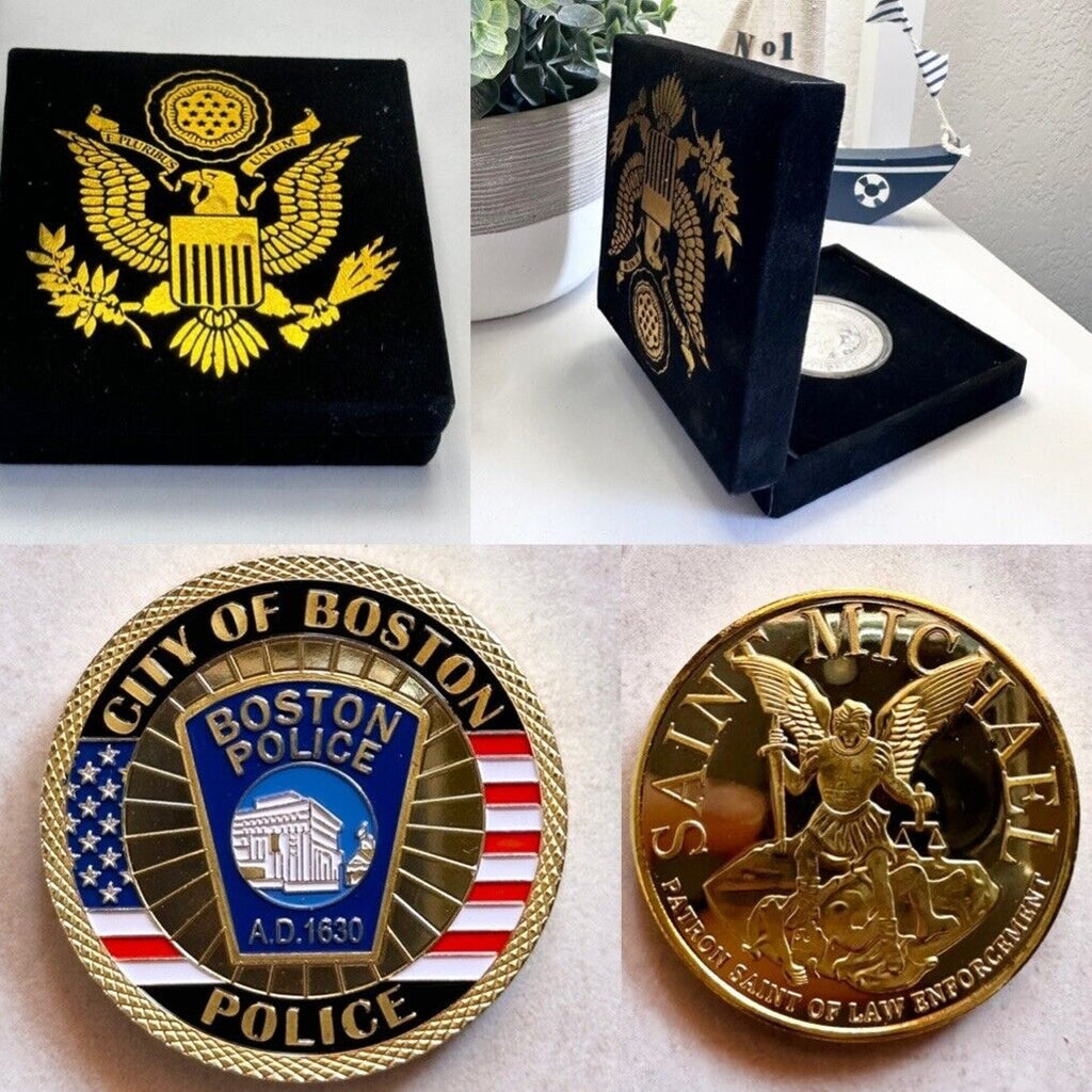 CITY OF BOSTON POLICE DEPT Challenge Coin With Special Velvet Case