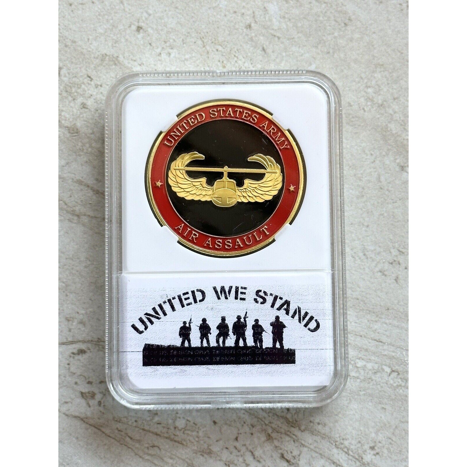 ARMY AIR ASSAULT US Army Challenge Coin with Case United We Stand