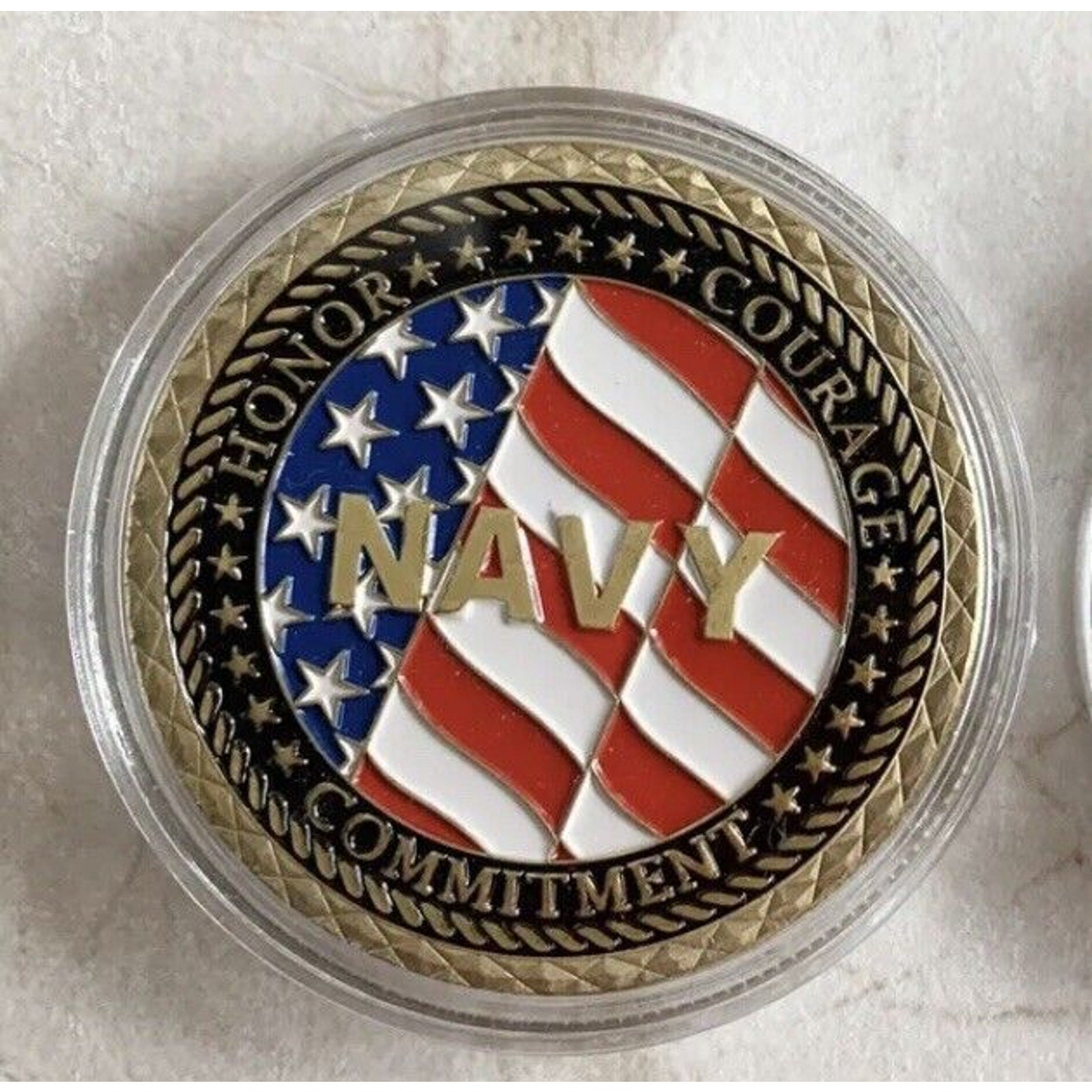 U.S. Navy Veteran Non Sibi Sed Patriae Challenge Coin With Beautiful Velvet Box