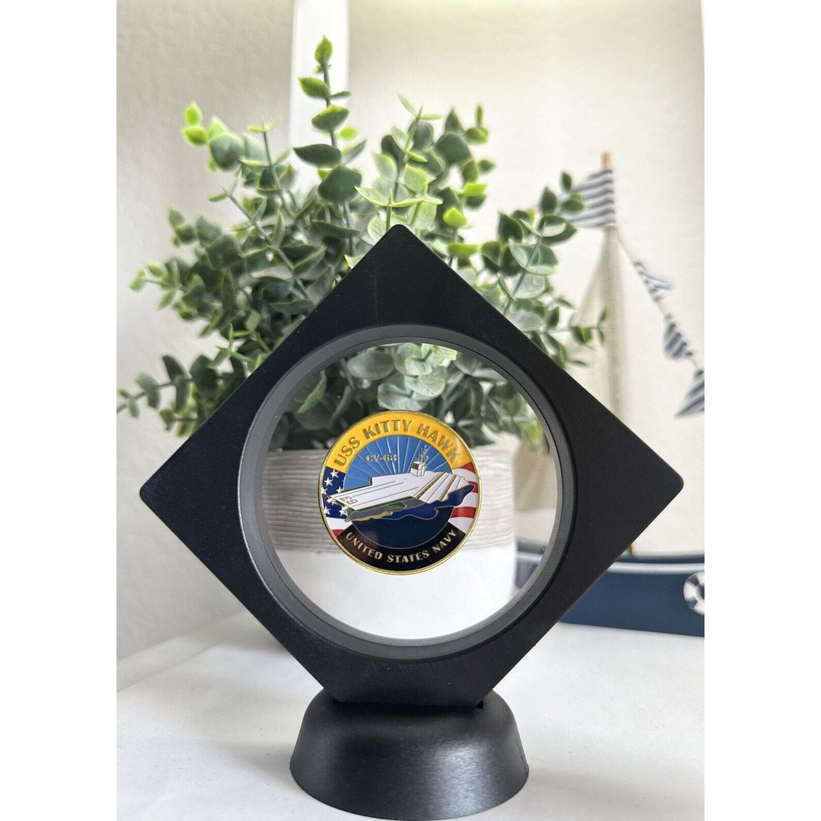 US NAVY - USS KITTY HAWK - CV-63 - Challenge Coin With 3D Display Case