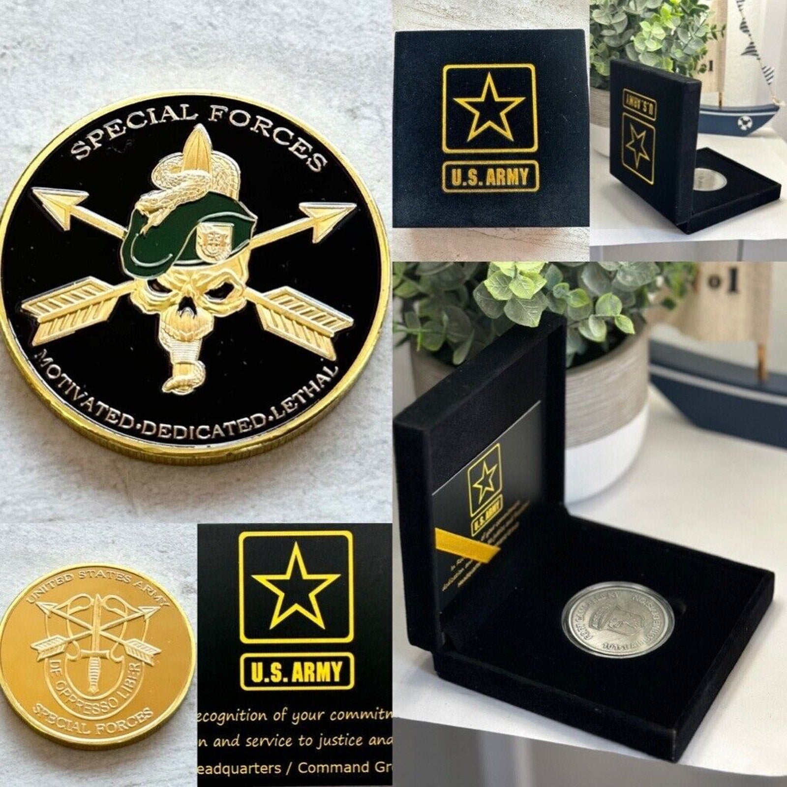 United States Army Special Forces Motivated Dedicated Lethal Coin With Case