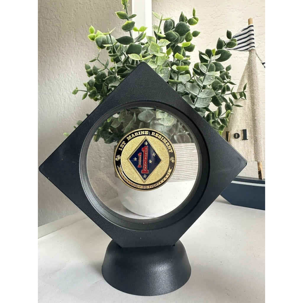 Us Marine Corps - 1st Marine Regiment Challenge Coin With 3D Display Case