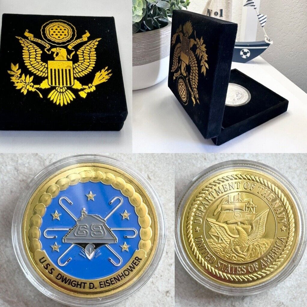 US NAVY - USS DWIGHT D. EISENHOWER - CVN-69 Challenge Coin With Velvet Case