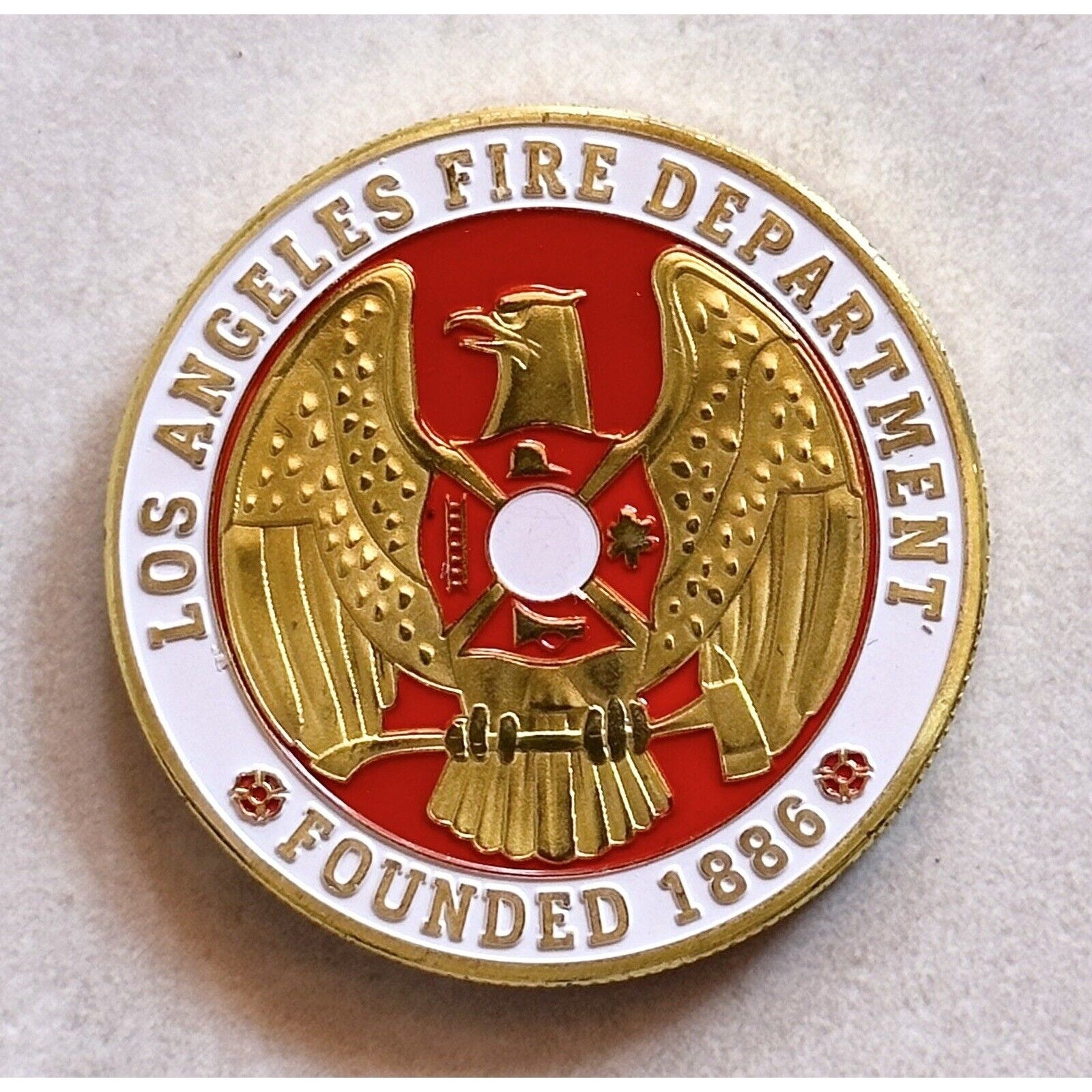 CITY OF LOS ANGELES FIRE DEPARTMENT FIRE FIGHTERS CHALLENGE COIN With Case
