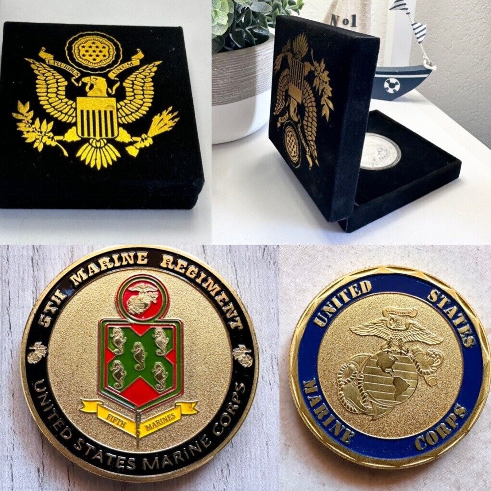 US MARINE CORPS 5th MARINE REGIMENT Challenge Coin With Special Velvet Case