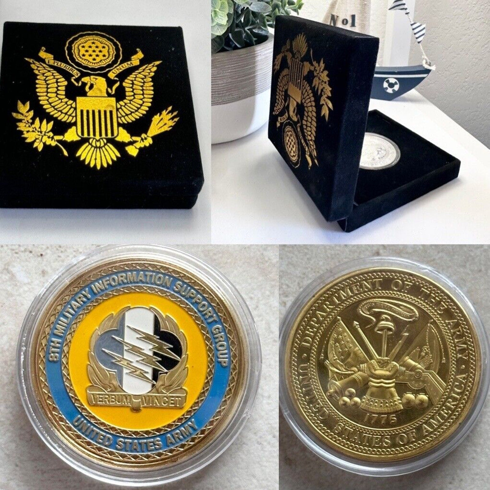 UNITED STATES ARMY Challenge Coin 8TH MILITARY INFORMATION SUPPORT GROUP w/ case
