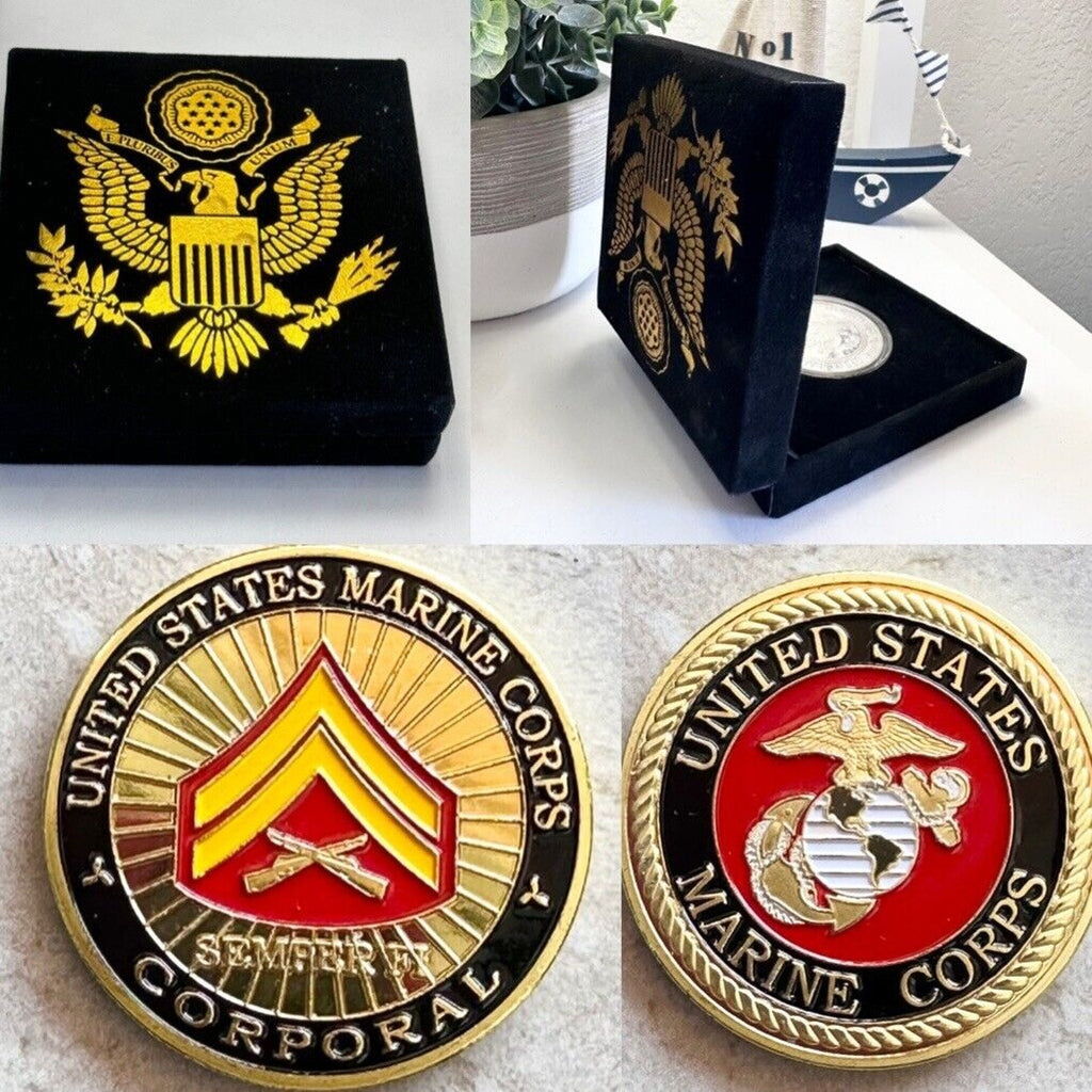 US MARINE CORPS " CORPORAL " Challenge Coin with velvet case