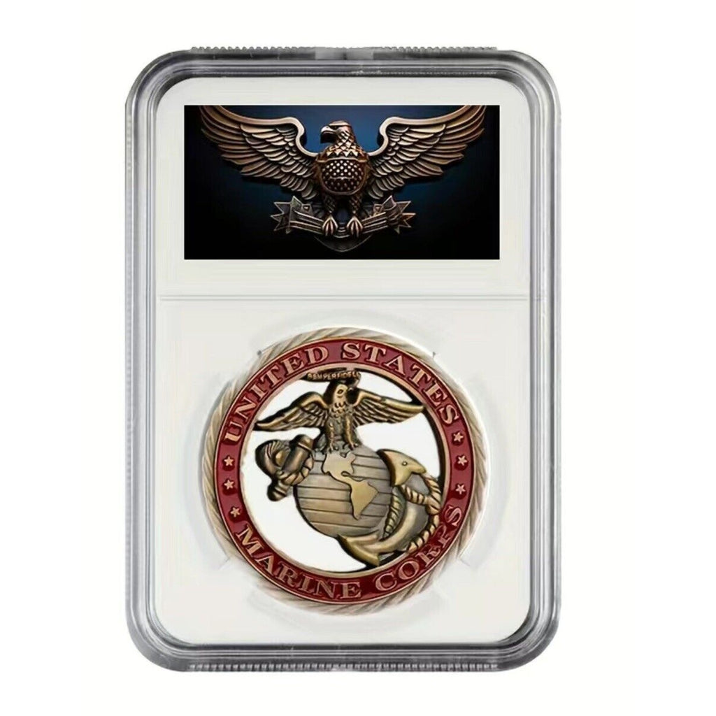 Marine Corps Honor Courage Commitment Coin - USMC EGA Cutout Challenge Coin