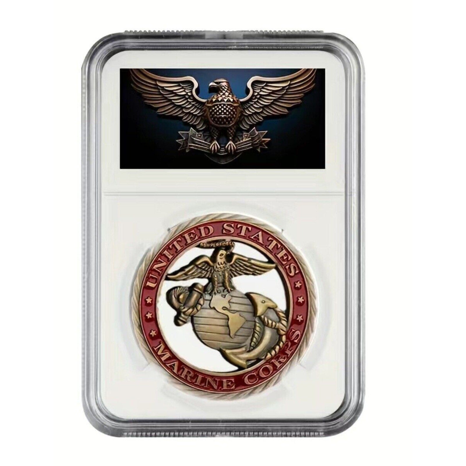 Marine Corps Honor Courage Commitment Coin - USMC EGA Cutout Challenge Coin