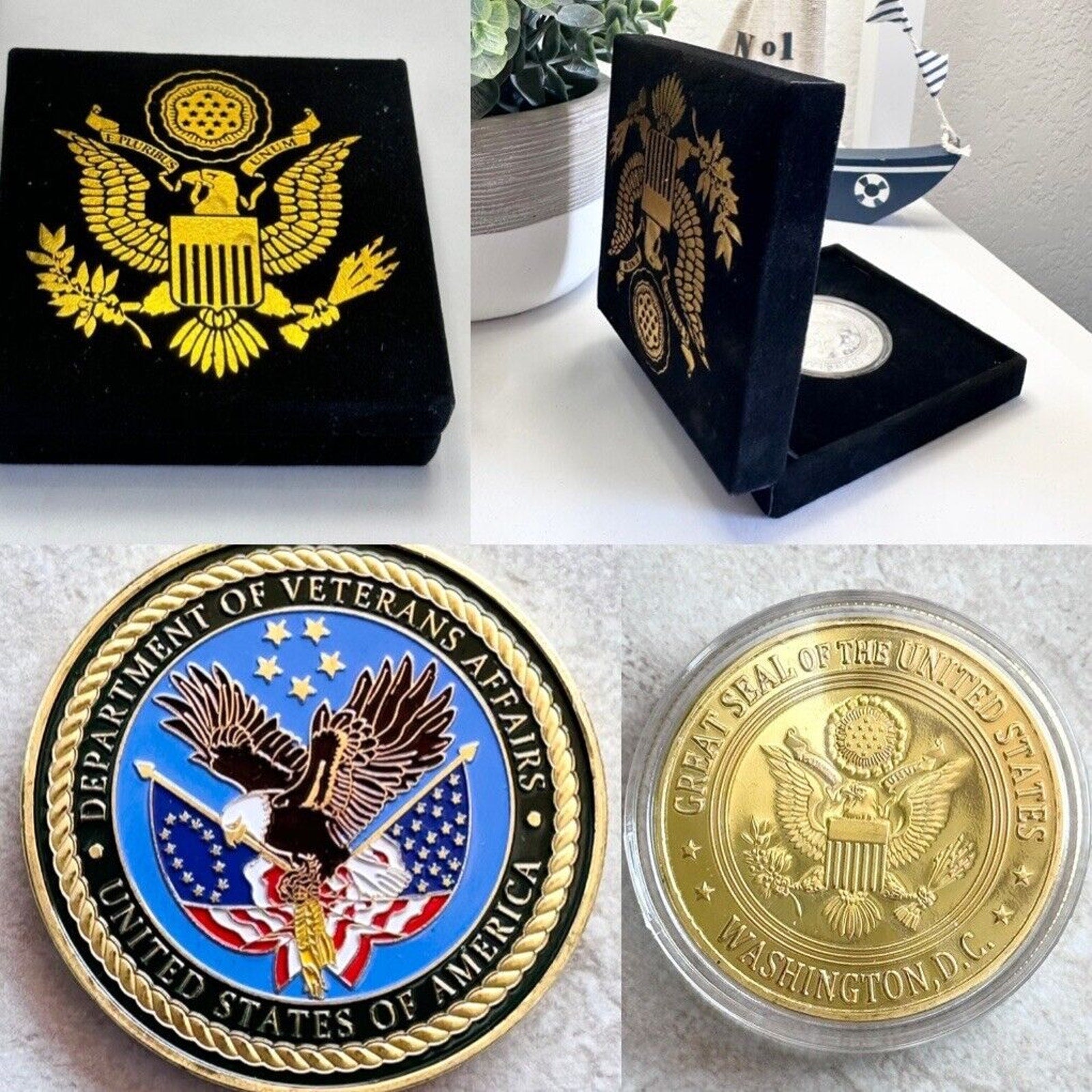 Dept of Veteran Affairs Challenge Coin with velvet case