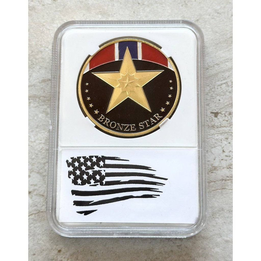 US Military Challenge Coin "BRONZE STAR" USMC USN ARMY USAF USCG With Case