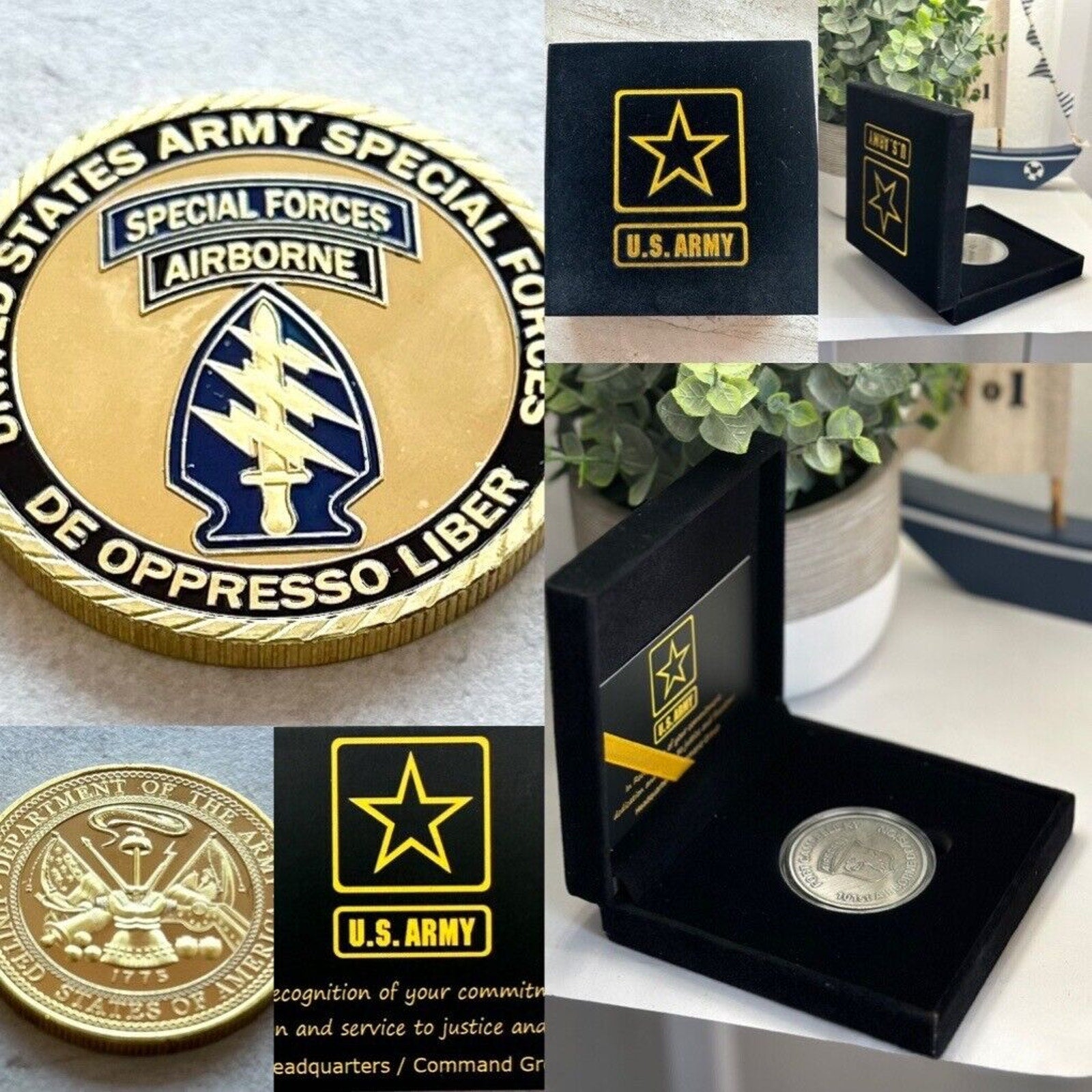 U.S. ARMY SPECIAL FORCES DE OPPRESSO LIBER CHALLENGE COIN With Special Case