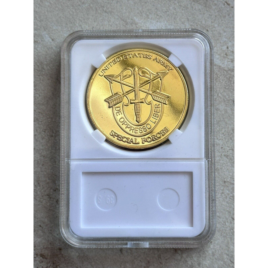 U S ARMY Special Forces Challenge Coin With Case United We Stand