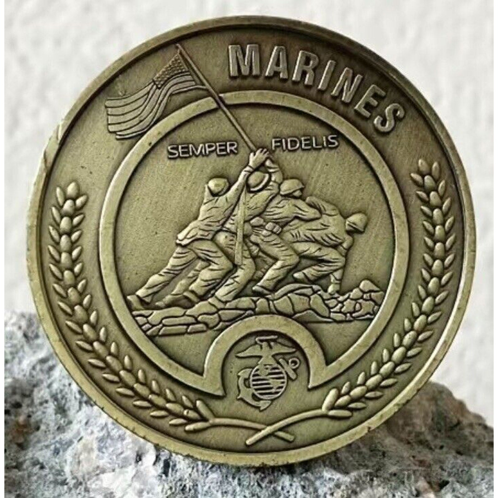 Marine Challenge Coin USMC Battle of Iwo Jima Commemorative Coin Semper Fi &case