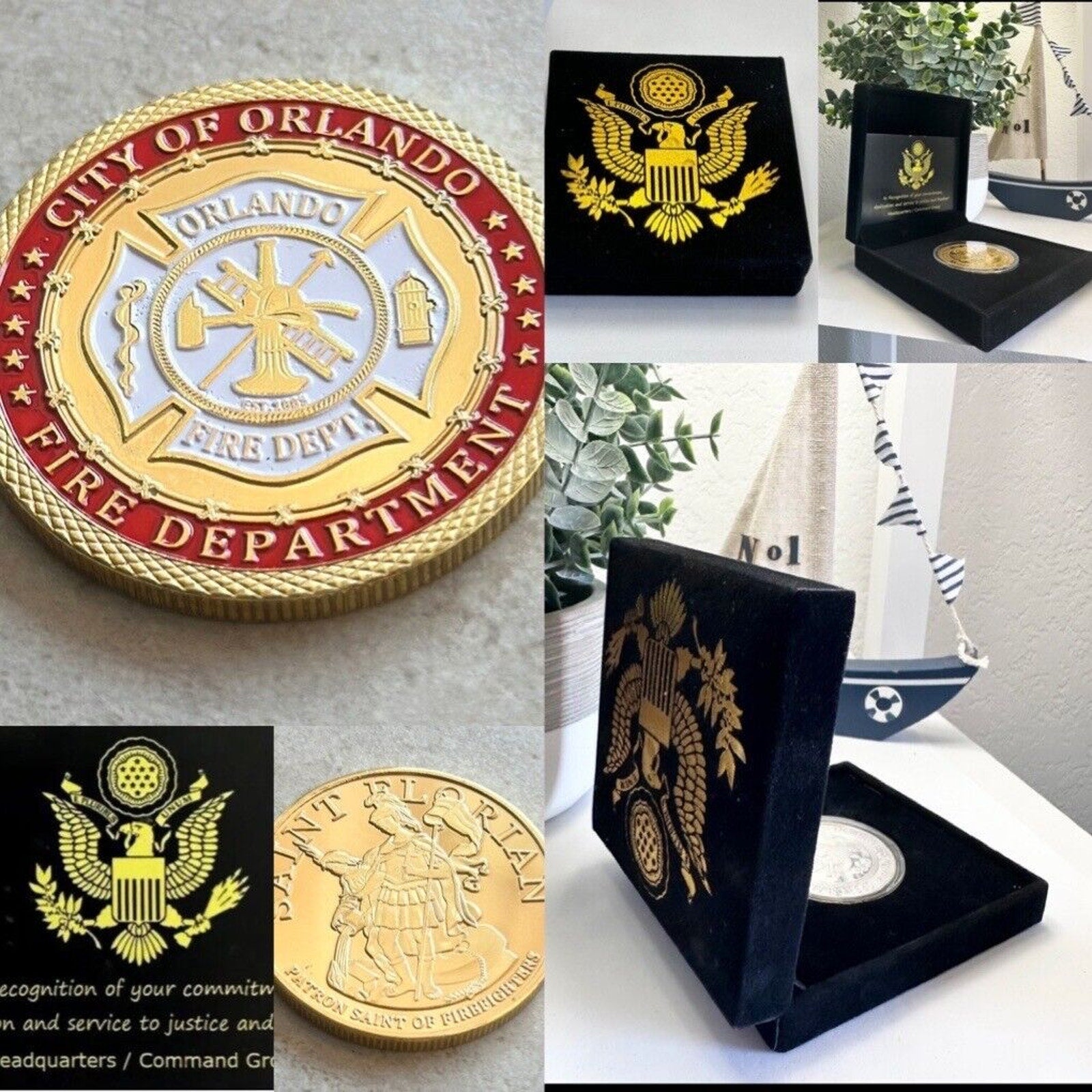 CITY OF ORLANDO FIRE DEPT. Challenge Coin With Special Velvet Case.