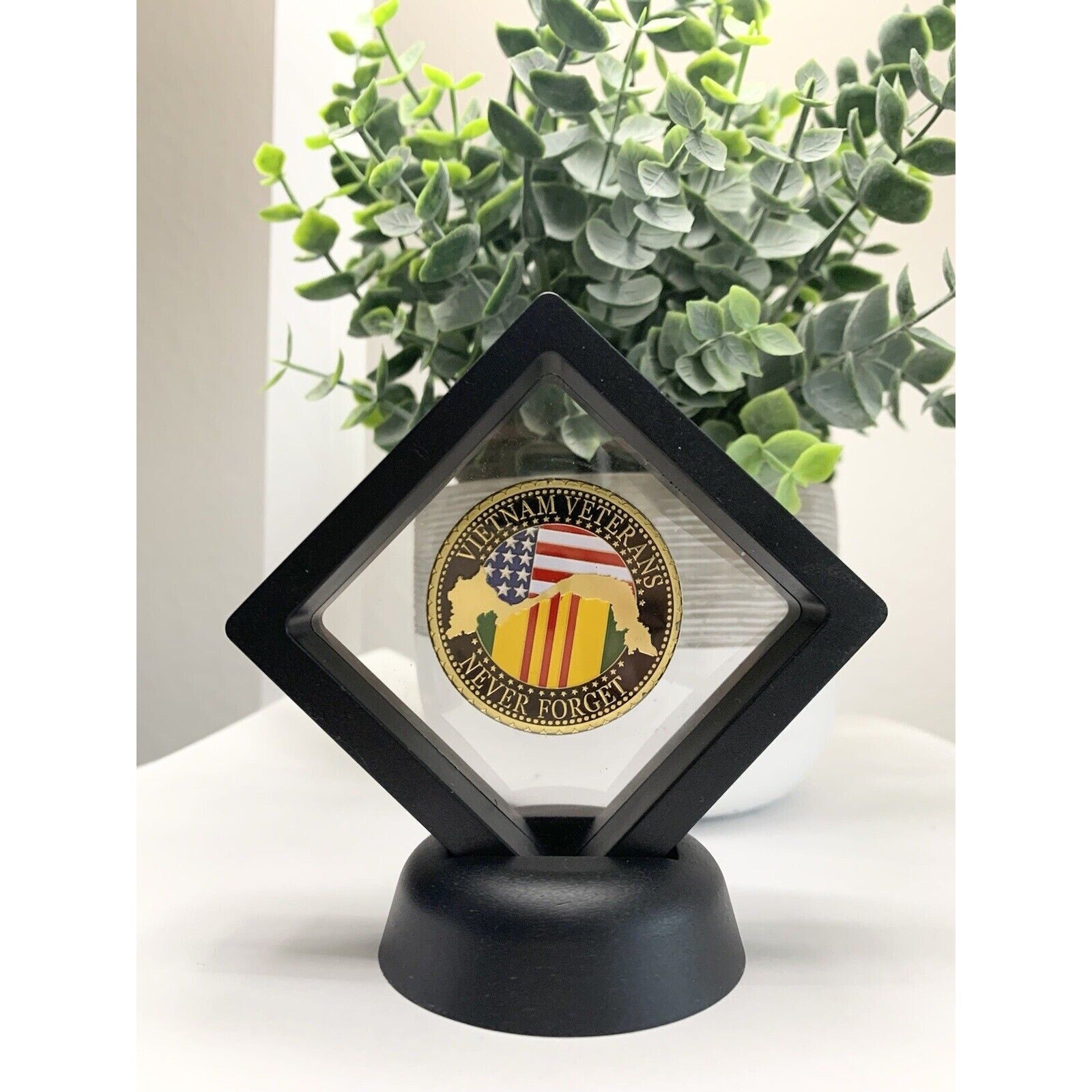VIETNAM VETERANS *NEVER FORGET* Challenge Coin Come With 3D Displays Case