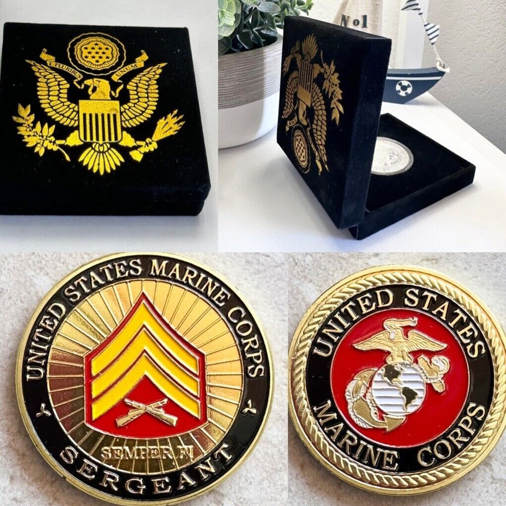 NEW USMC U.S. Marine Corps Sergeant Challenge Coin with velvet case.