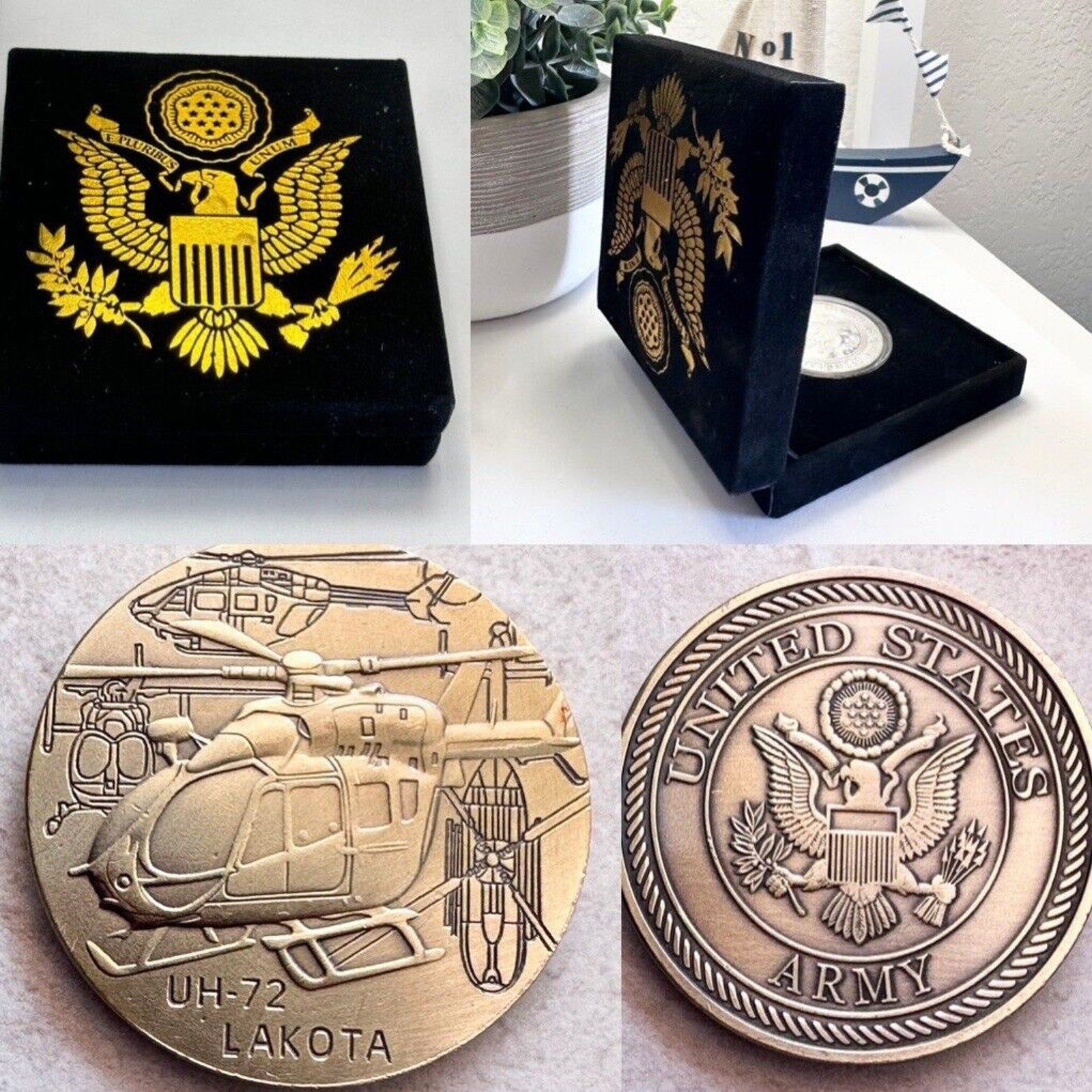 US ARMY UH-72 LAKOTA CHALLENGE COIN with special velvet case